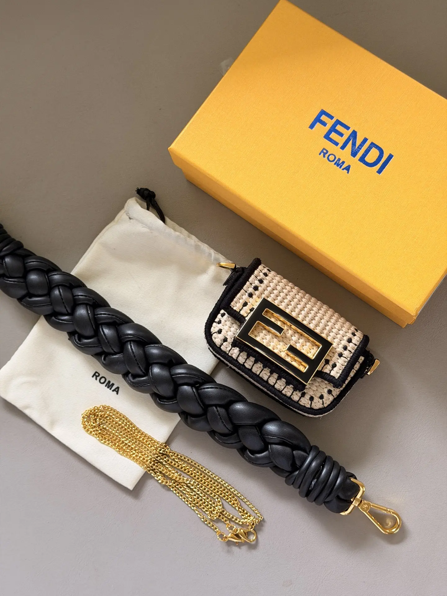 Fendi Raffia Mini Baguette Charm D26511102 — view 3