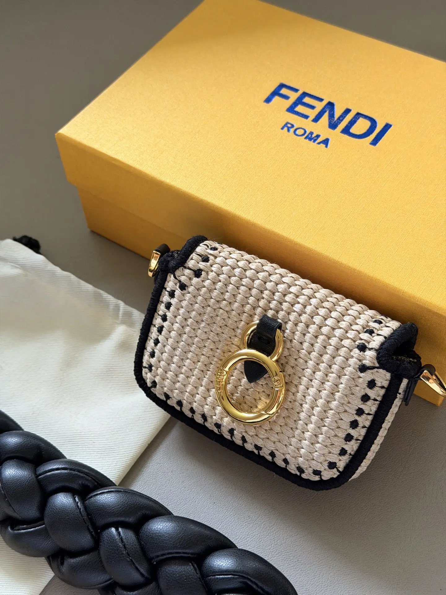 Fendi Raffia Mini Baguette Charm D26511102 — view 5