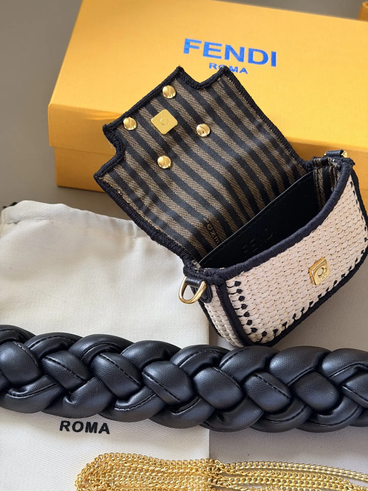 Fendi Raffia Mini Baguette Charm D26511102 — view 8