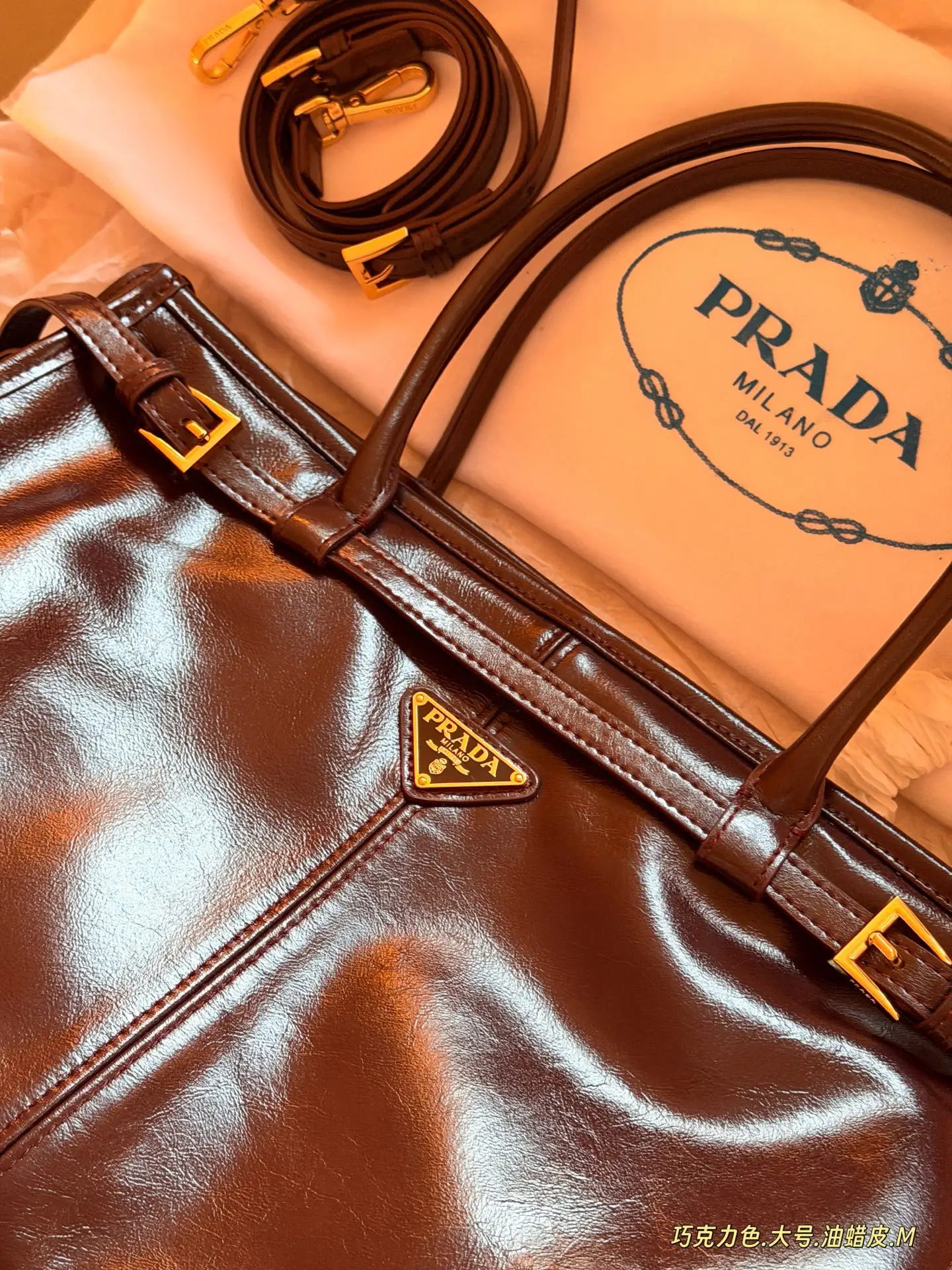 Prada Bonnie Soft Oiled Leather Shoulder Bag D44011130 — view 3