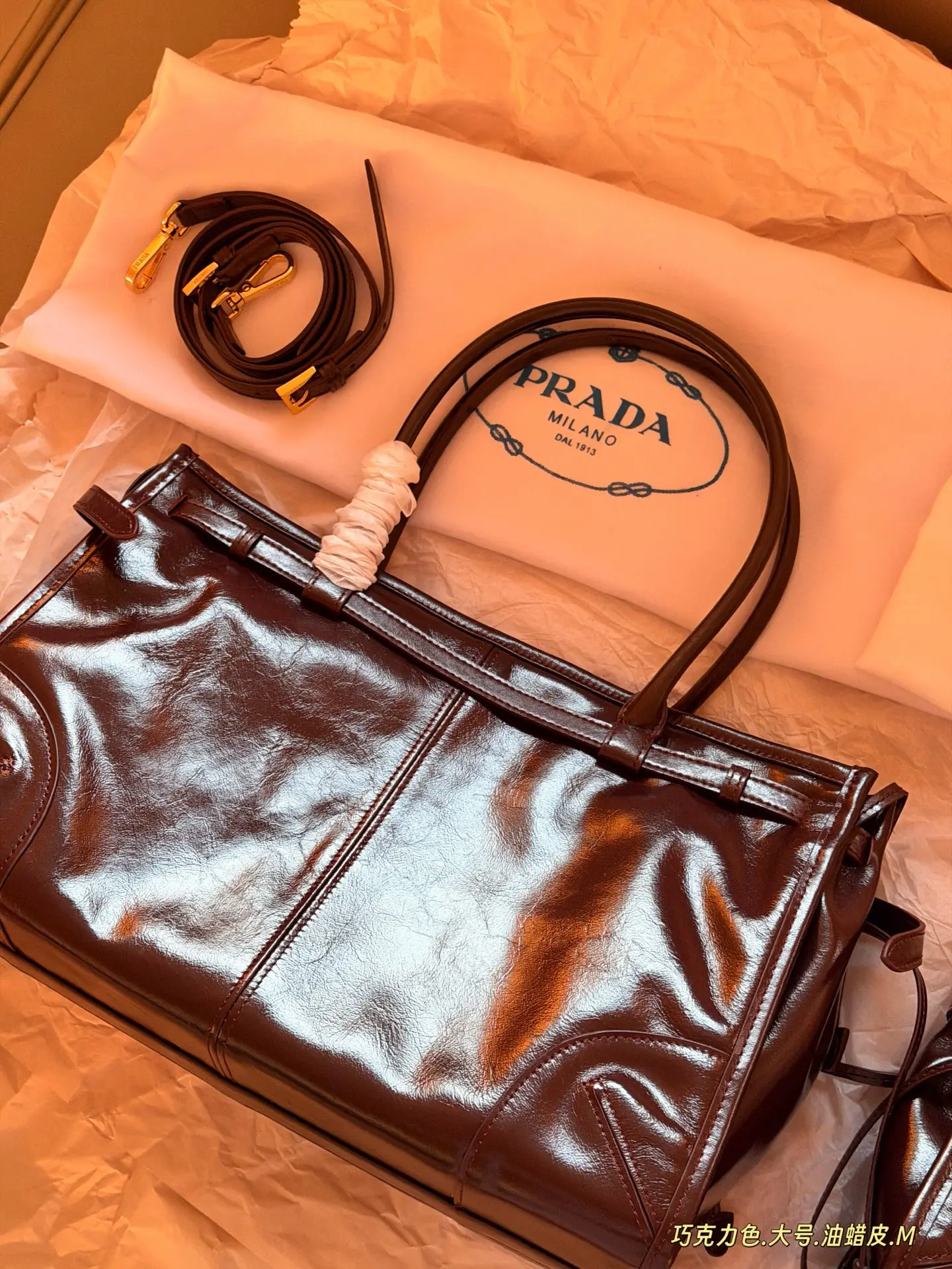 Prada Bonnie Soft Oiled Leather Shoulder Bag D44011130 — view 5