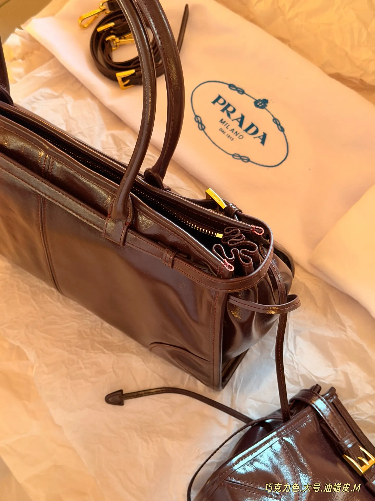 Prada Bonnie Soft Oiled Leather Shoulder Bag D44011130 — view 7