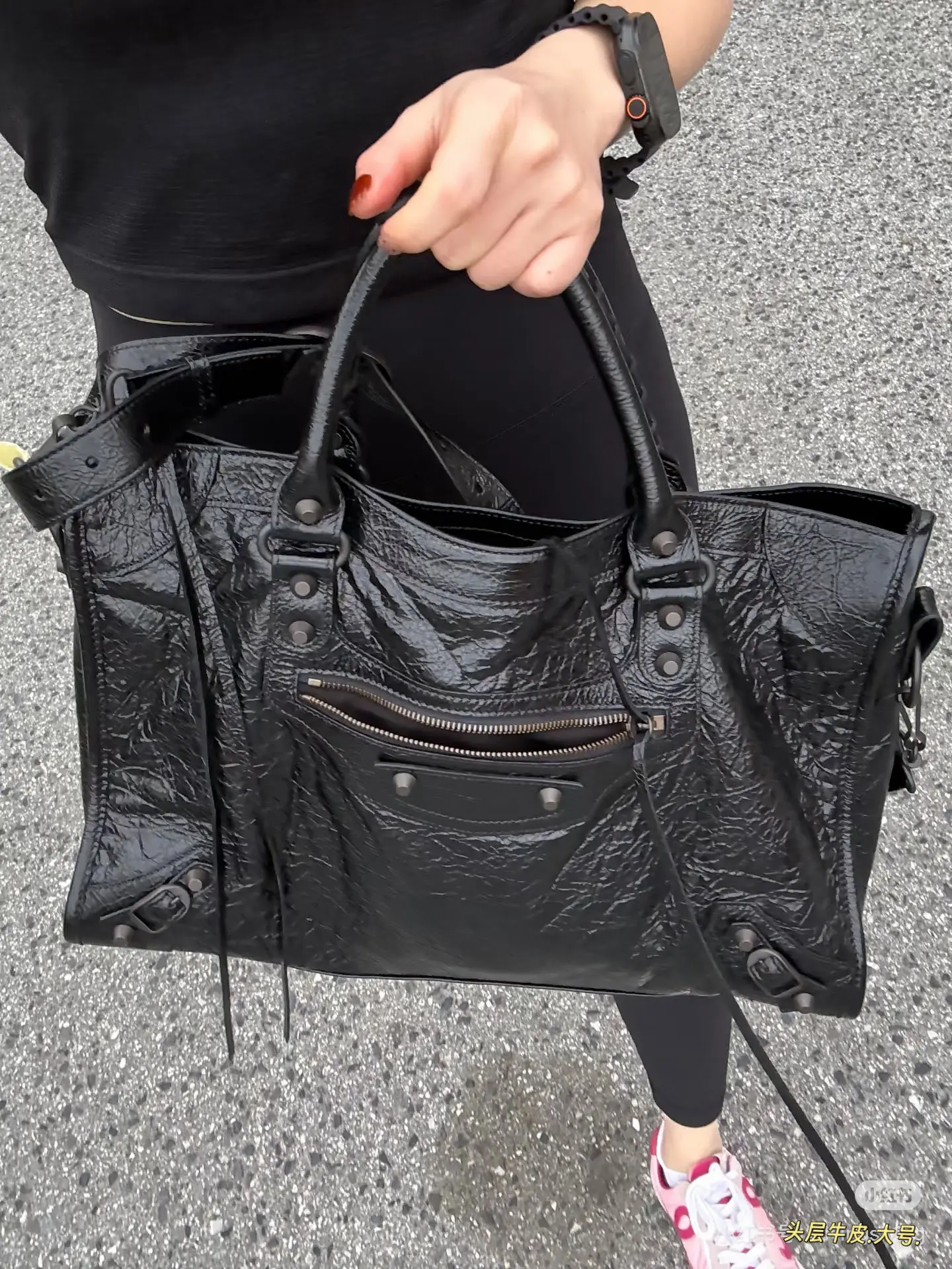Balenciaga Motorcycle City Bag in Black Leather D47011140 — view 6