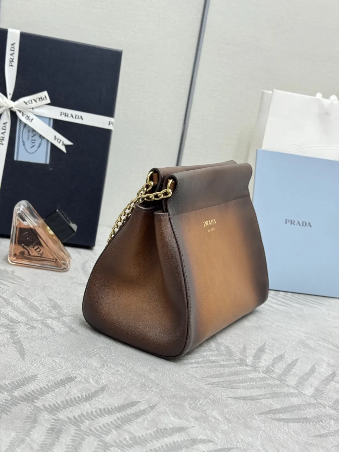 Prada Enchaîné Distressed Leather Mini Chain Bag D92011165 — view 4