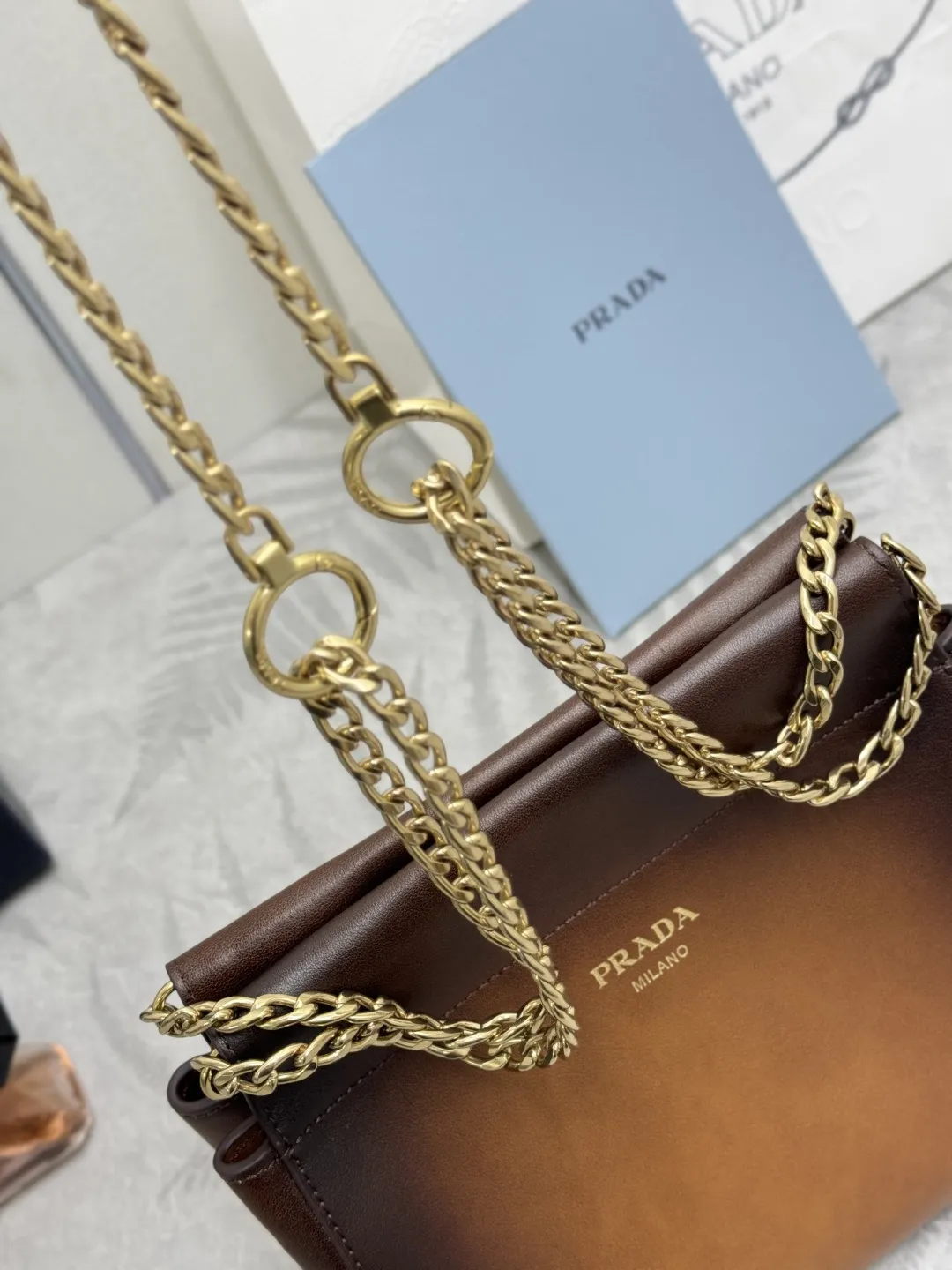 Prada Enchaîné Distressed Leather Mini Chain Bag D92011165 — view 6