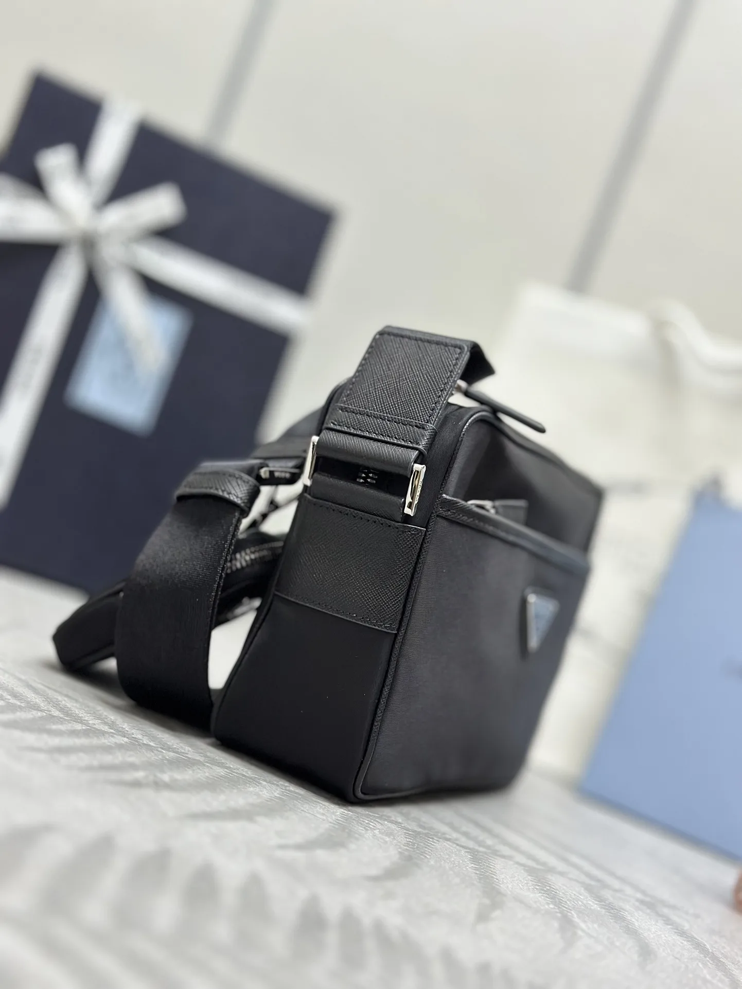 Nylon and Saffiano Leather Crossbody Bag with Pouch D67011168 — view 2