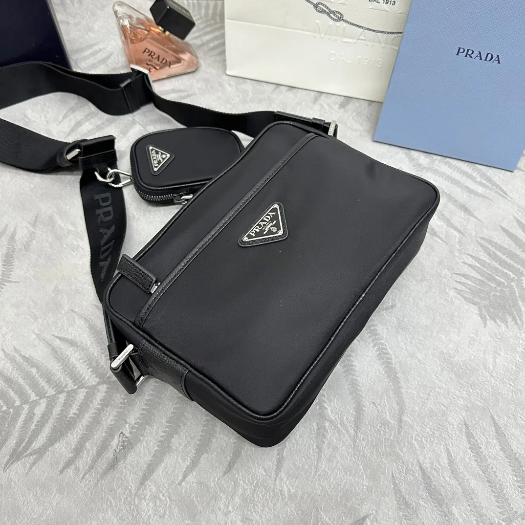 Nylon and Saffiano Leather Crossbody Bag with Pouch D67011168 — view 5