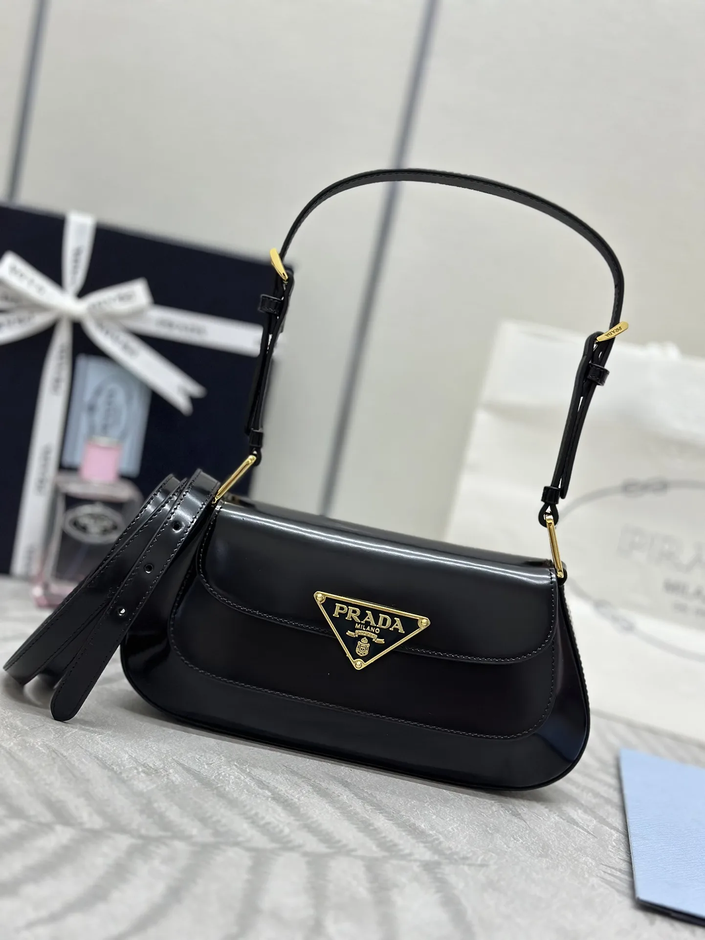 Prada 1BD345 Patent Leather Shoulder Bag D92011173