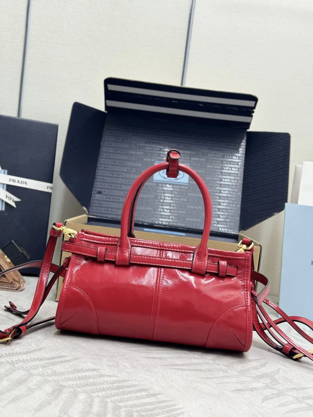 Prada Bonnie Mini Softlux Leather Top-Handle Bag D99011175 — view 3