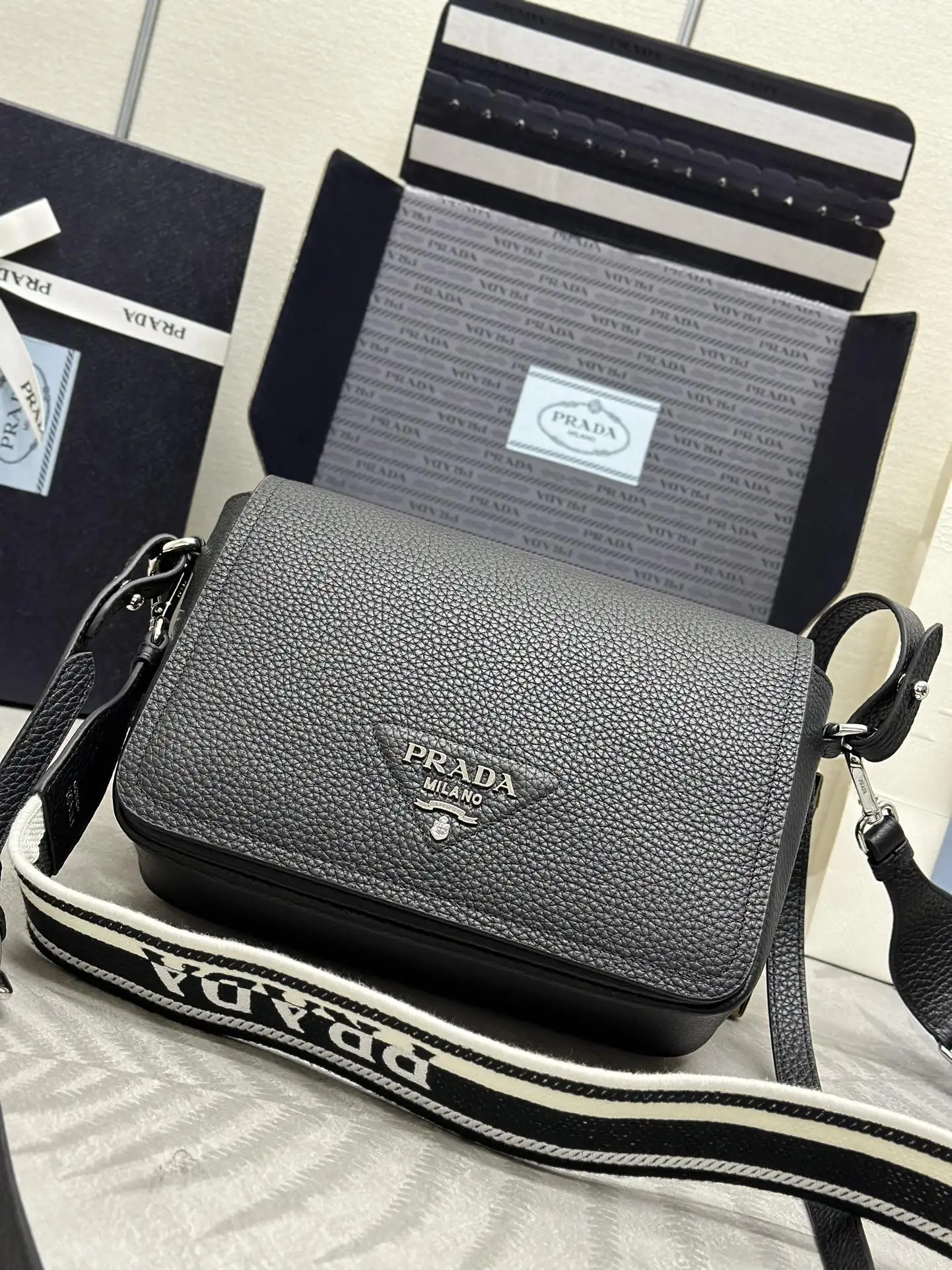 Prada Deerskin-Effect Leather Crossbody Bag D101011177
