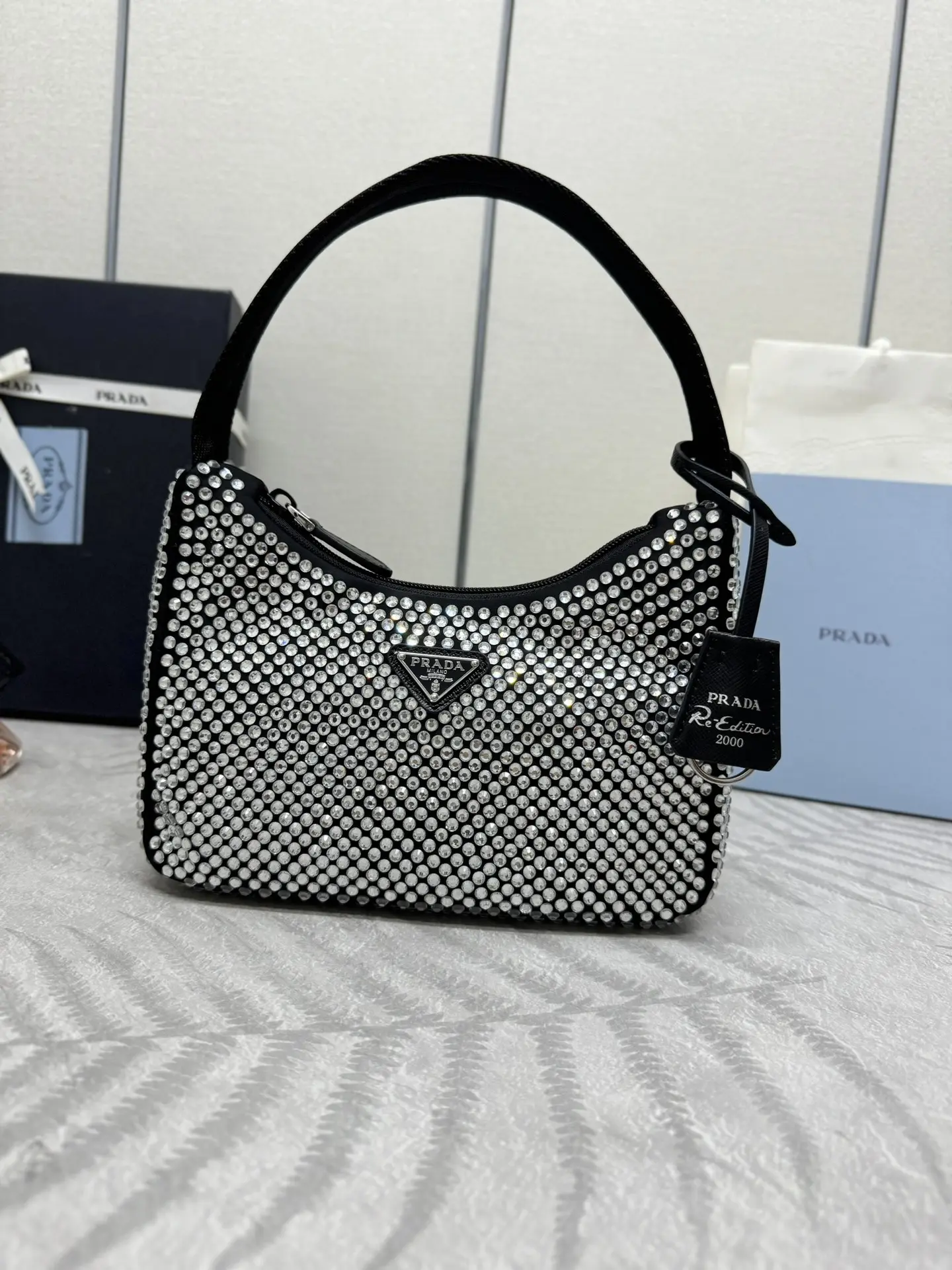 Prada Re-Edition 2000 Crystal-Embellished Hobo Bag D59011183 — view 2
