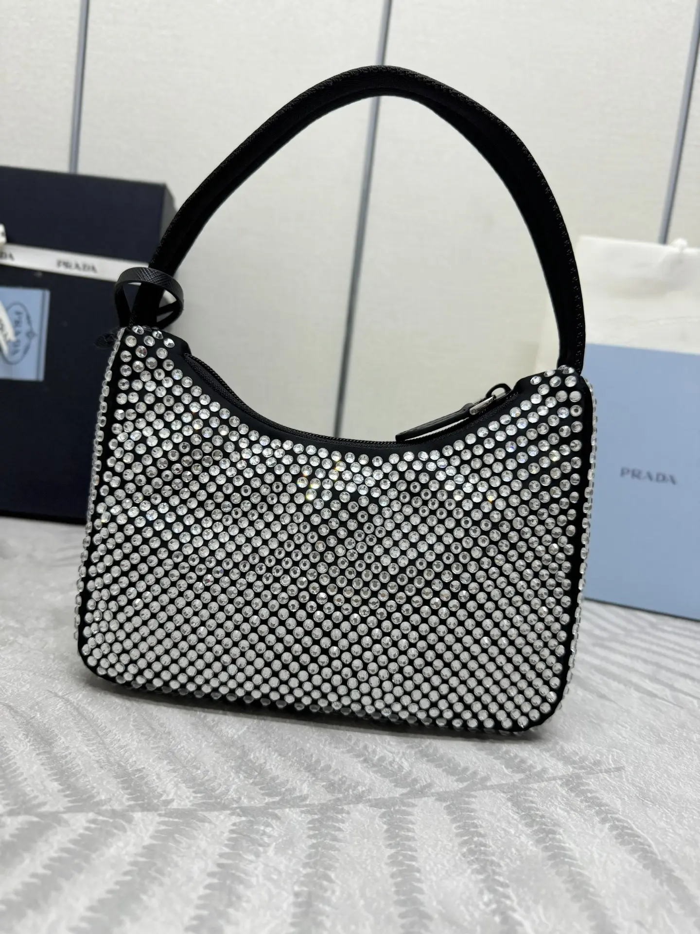 Prada Re-Edition 2000 Crystal-Embellished Hobo Bag D59011183 — view 3