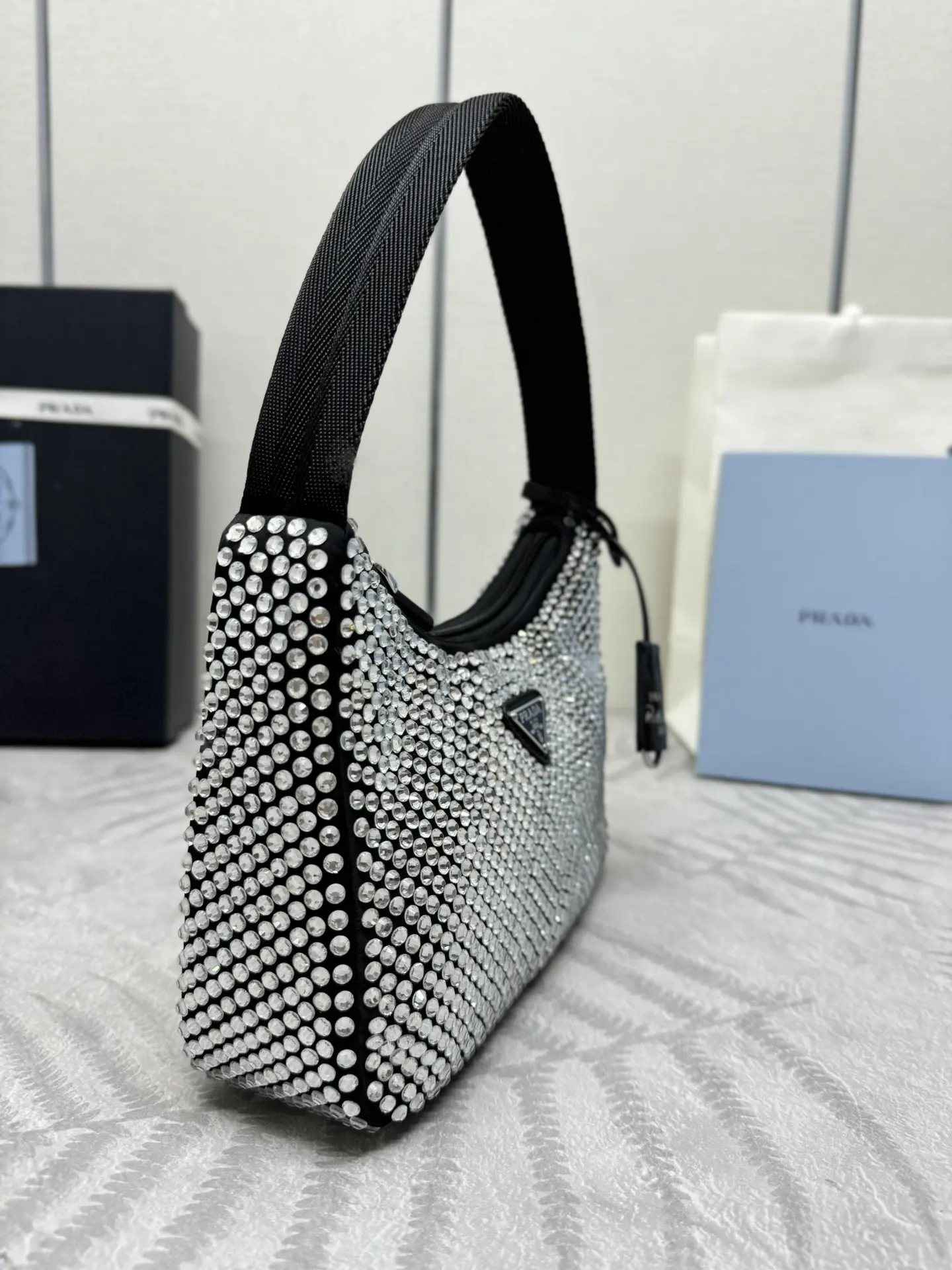 Prada Re-Edition 2000 Crystal-Embellished Hobo Bag D59011183 — view 4