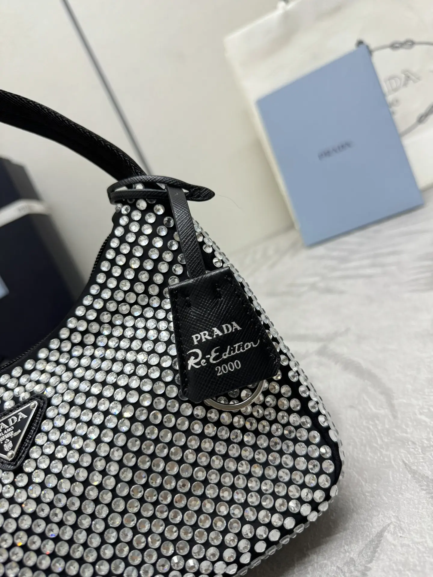 Prada Re-Edition 2000 Crystal-Embellished Hobo Bag D59011183 — view 5