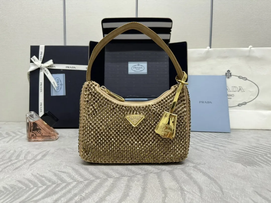 Prada Crystal-Embellished Re-Edition 2000 Hobo Bag D69011184