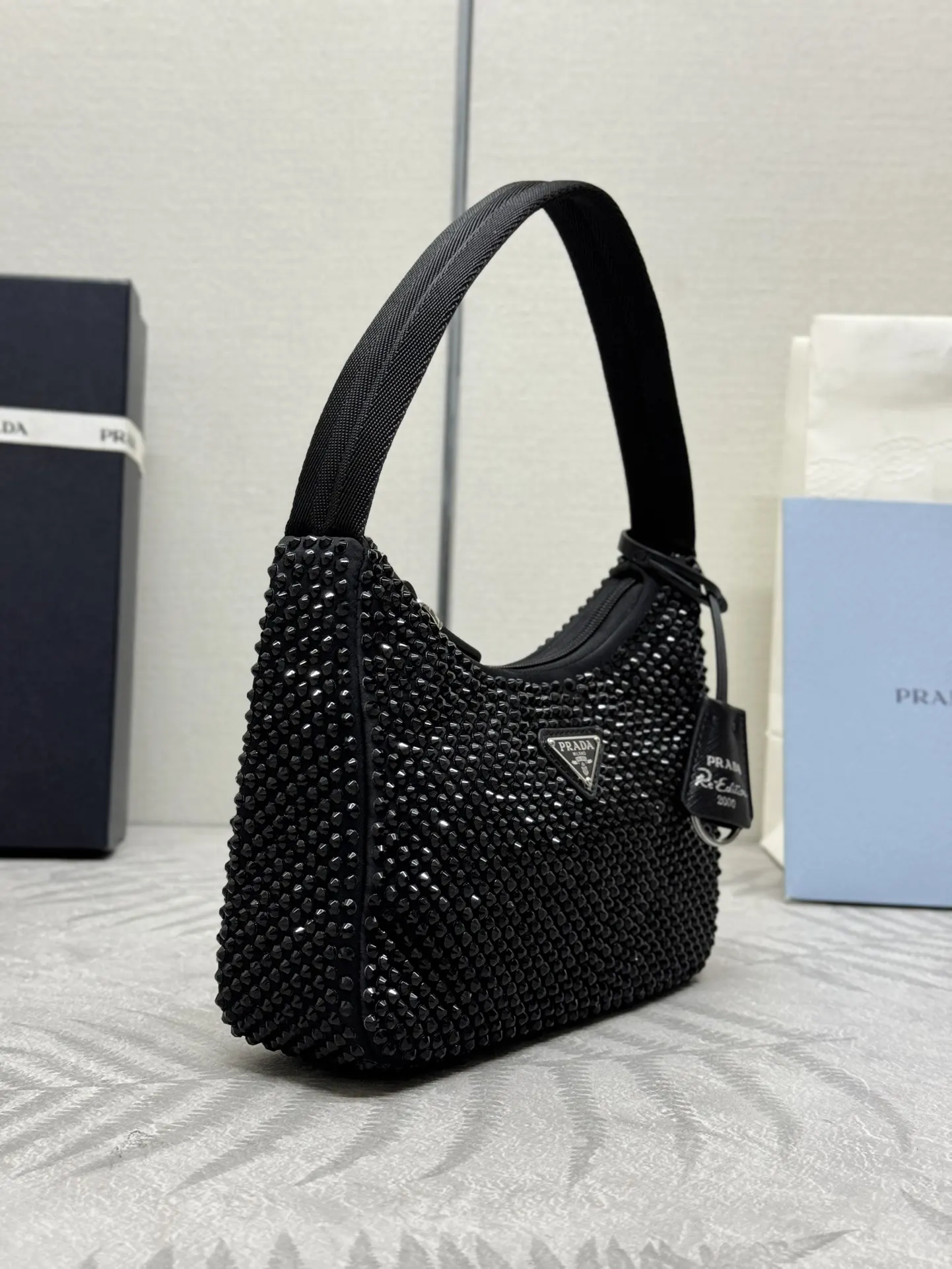 Prada Re-Edition 2000 Crystal-Embellished Hobo Bag D59011185 — view 2