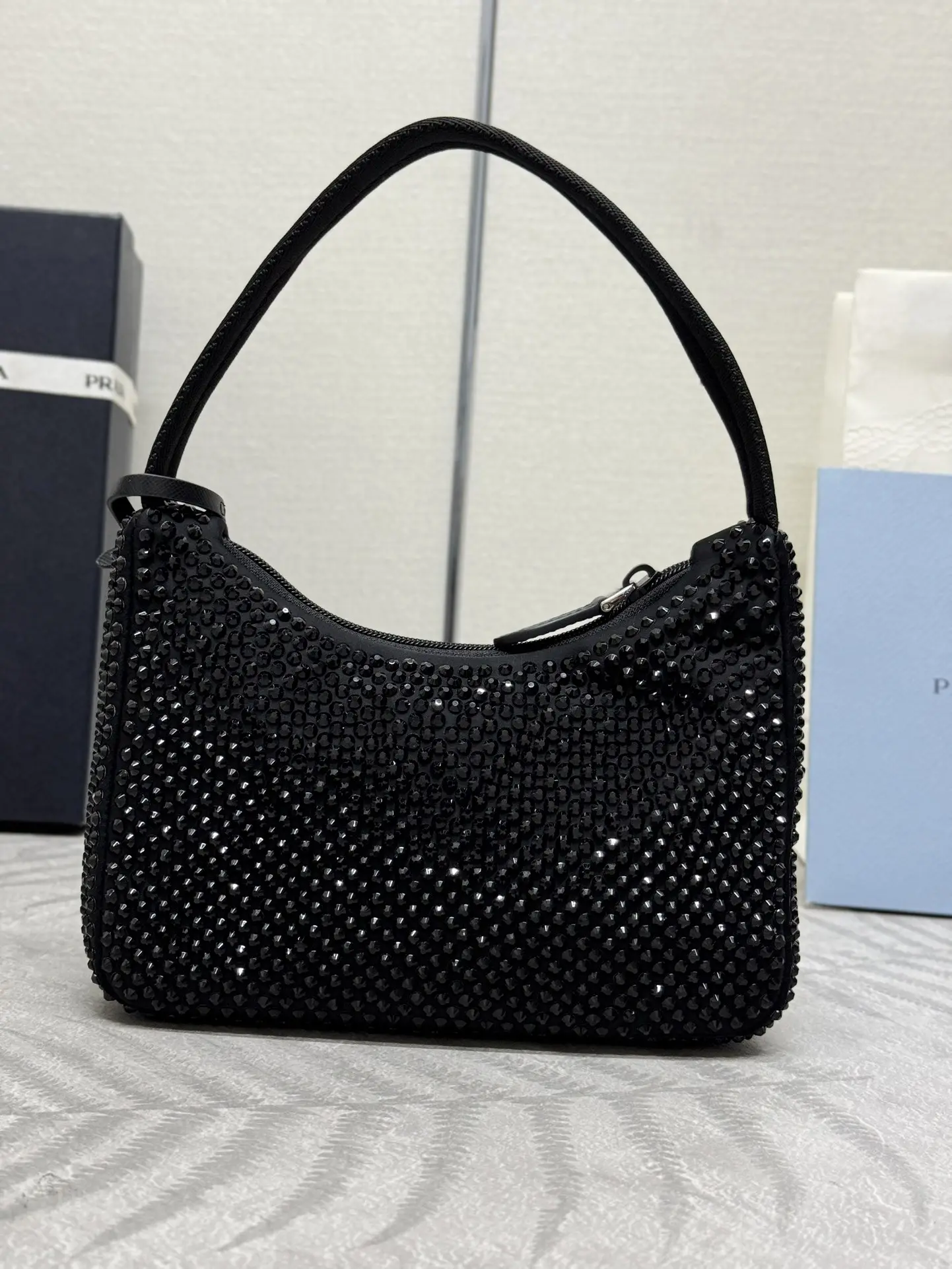 Prada Re-Edition 2000 Crystal-Embellished Hobo Bag D59011185 — view 4