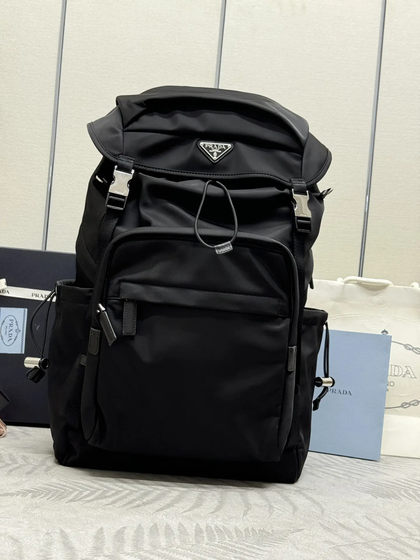 Re-Nylon and Saffiano Leather Backpack D104011188