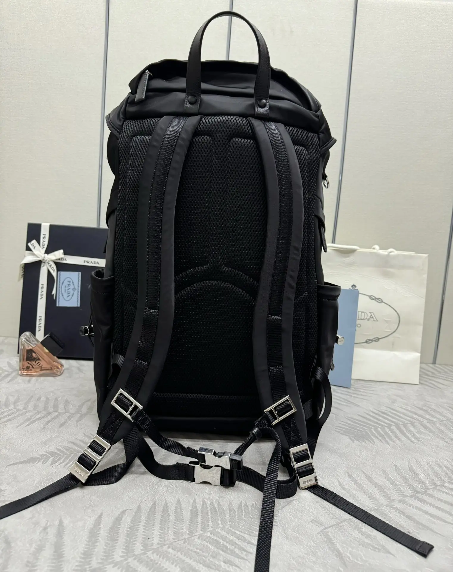Re-Nylon and Saffiano Leather Backpack D104011188 — view 3