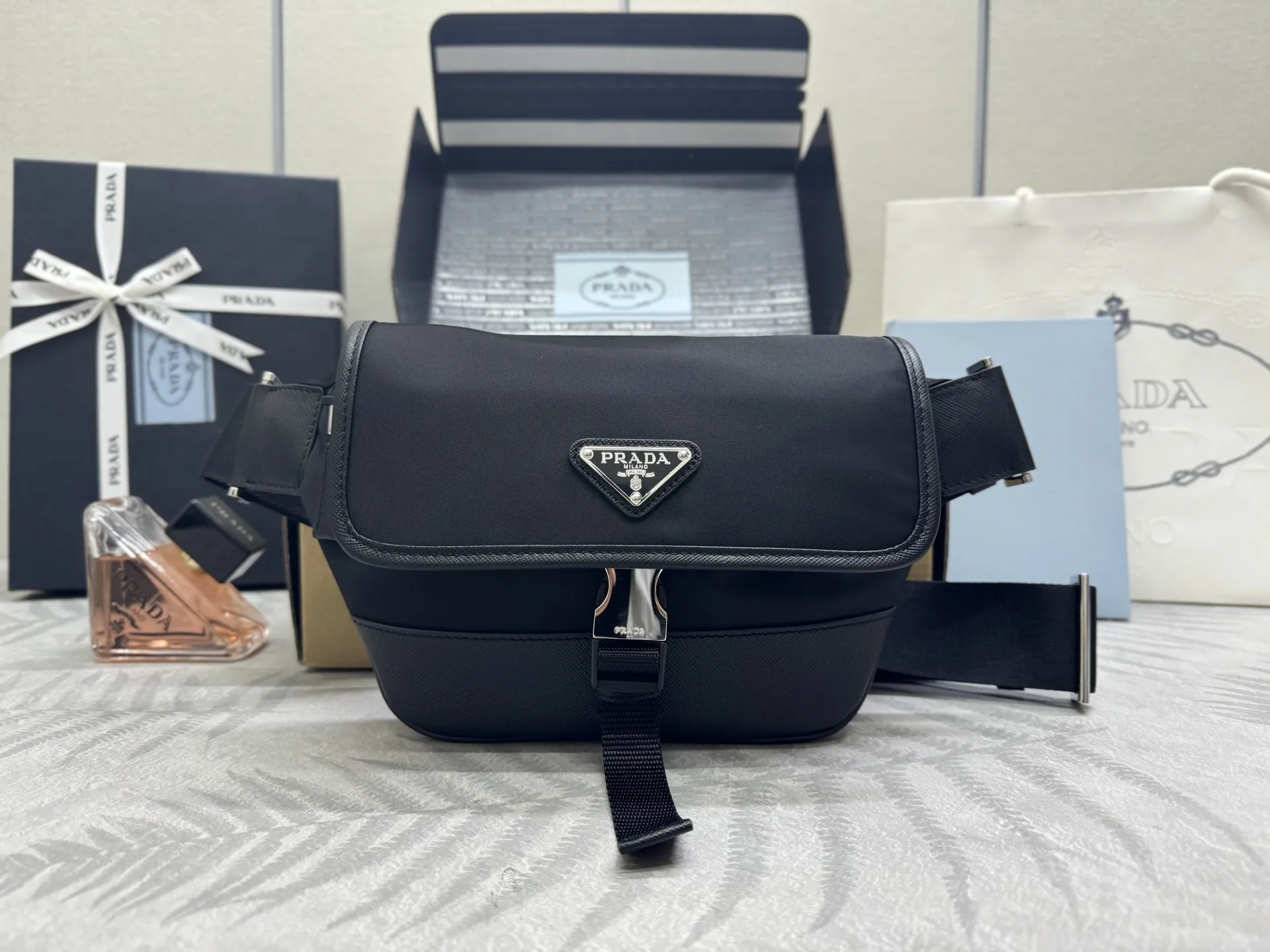 Nylon and Leather Belt Bag 2VH176 D69011189