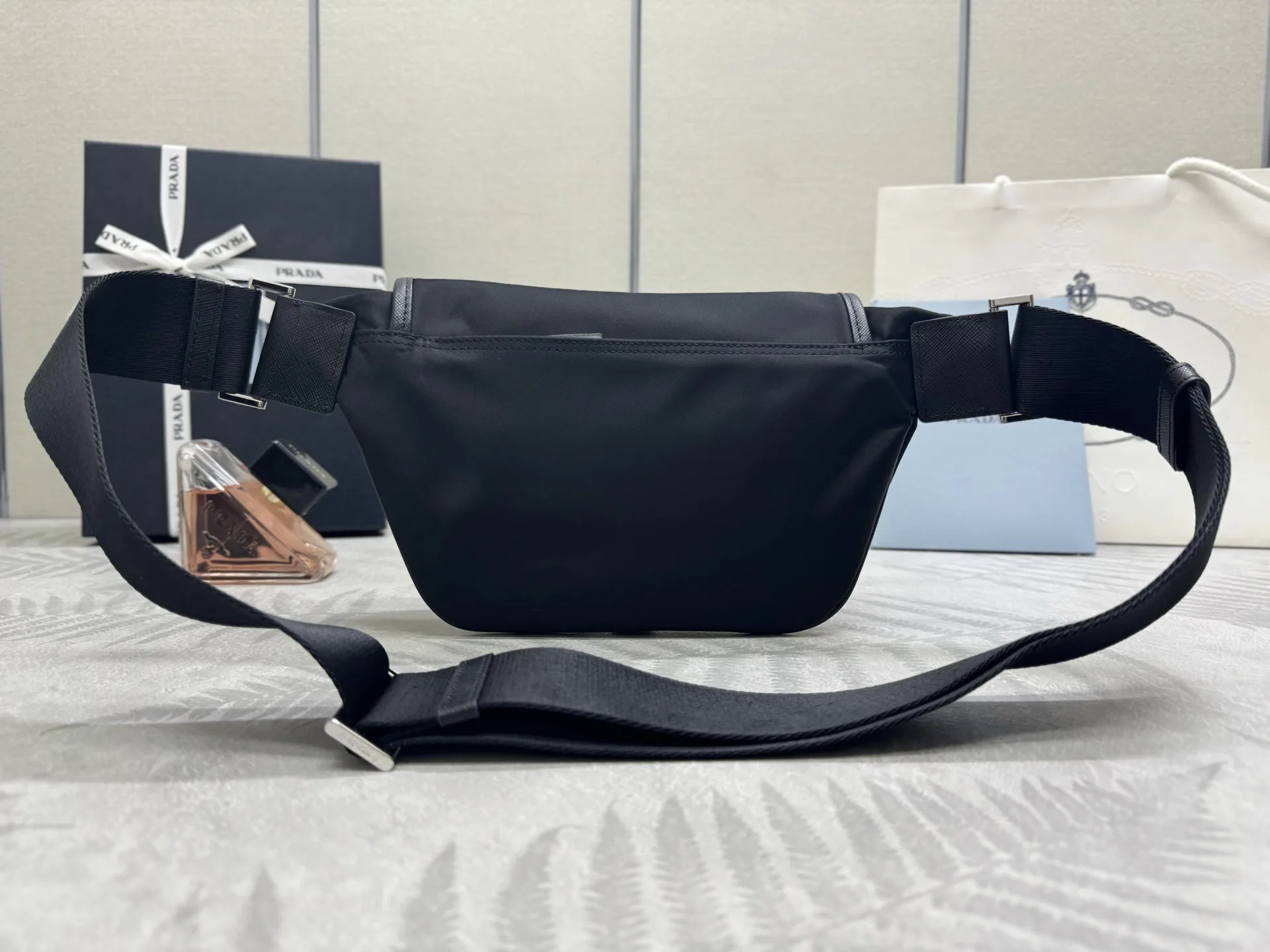 Nylon and Leather Belt Bag 2VH176 D69011189 — view 2