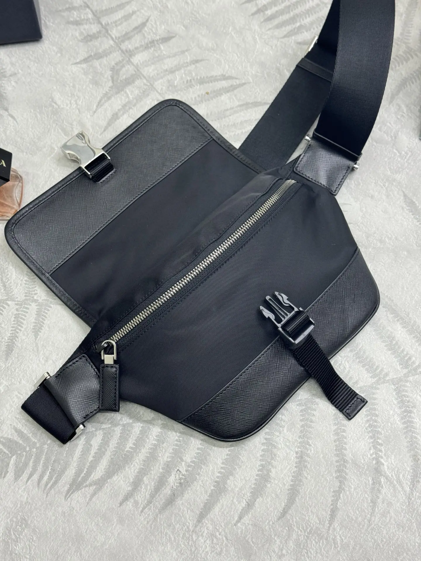 Nylon and Leather Belt Bag 2VH176 D69011189 — view 5