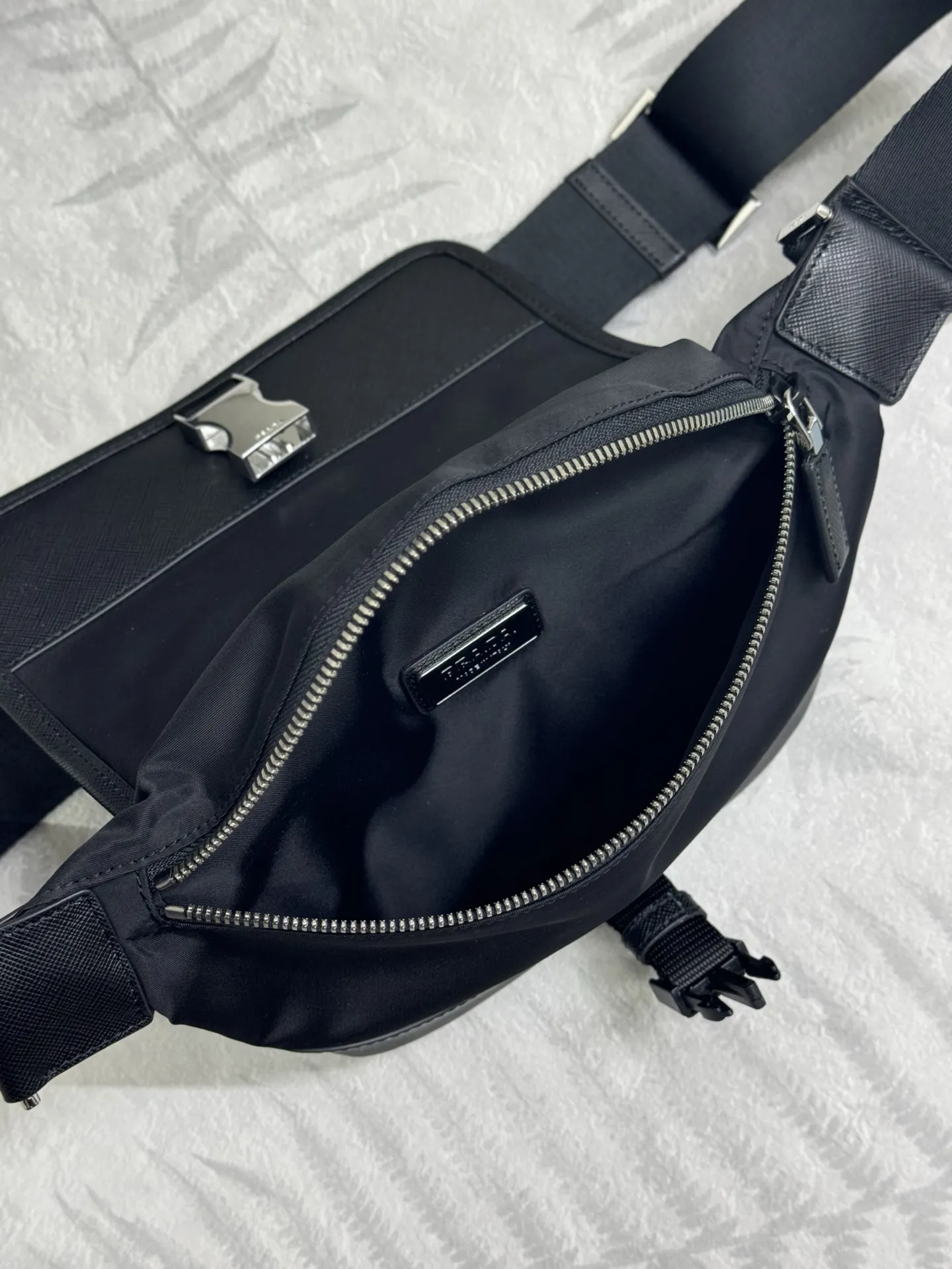 Nylon and Leather Belt Bag 2VH176 D69011189 — view 8