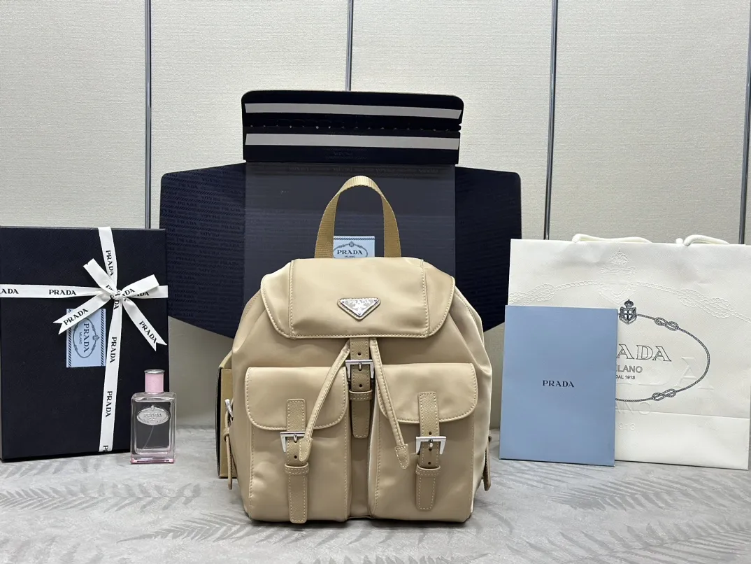 Re-Nylon Small Backpack with Silver Hardware D74011192