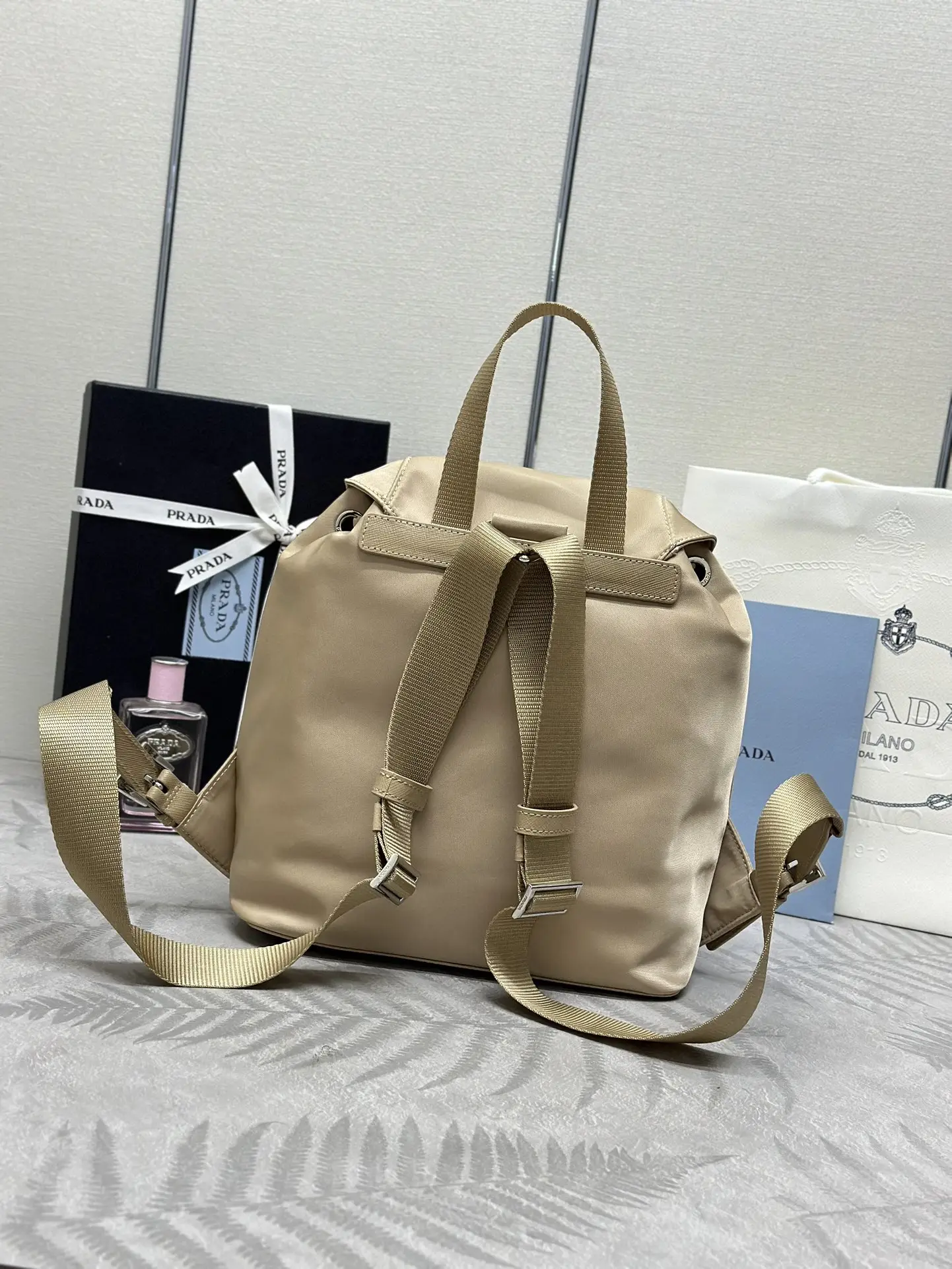 Re-Nylon Small Backpack with Silver Hardware D74011192 — view 2
