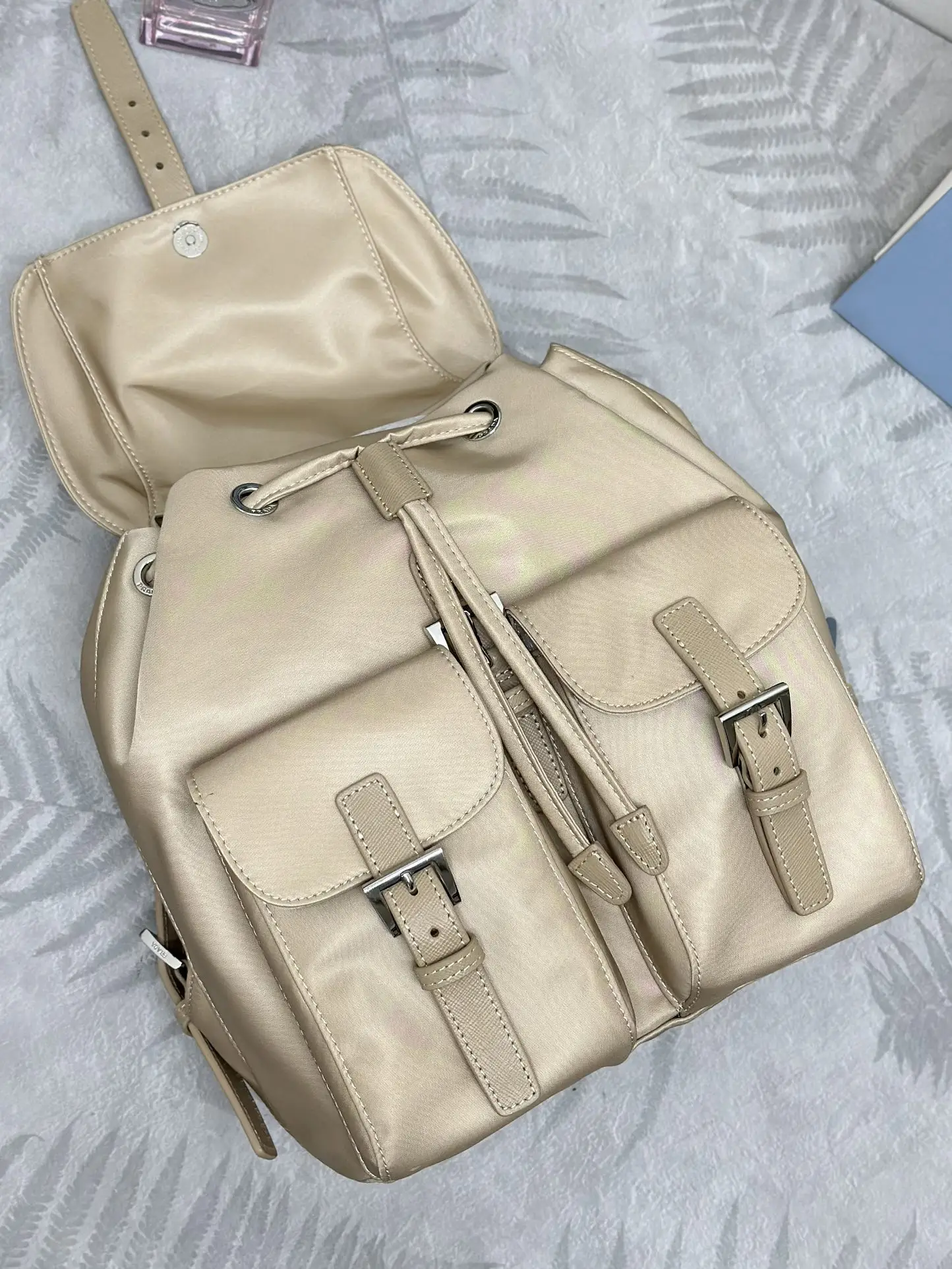Re-Nylon Small Backpack with Silver Hardware D74011192 — view 5