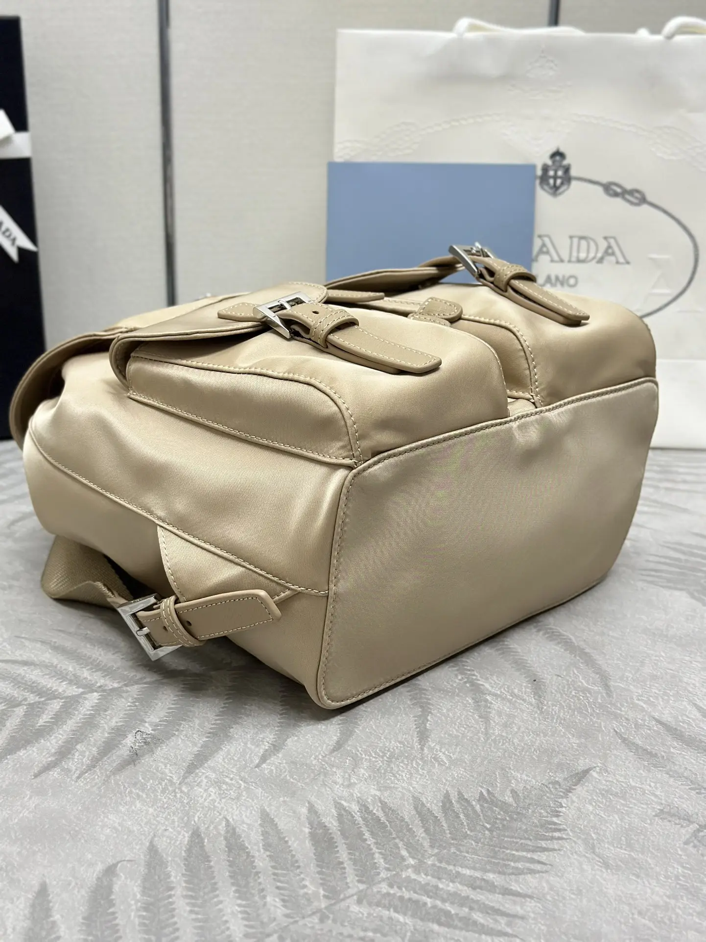 Re-Nylon Small Backpack with Silver Hardware D74011192 — view 7
