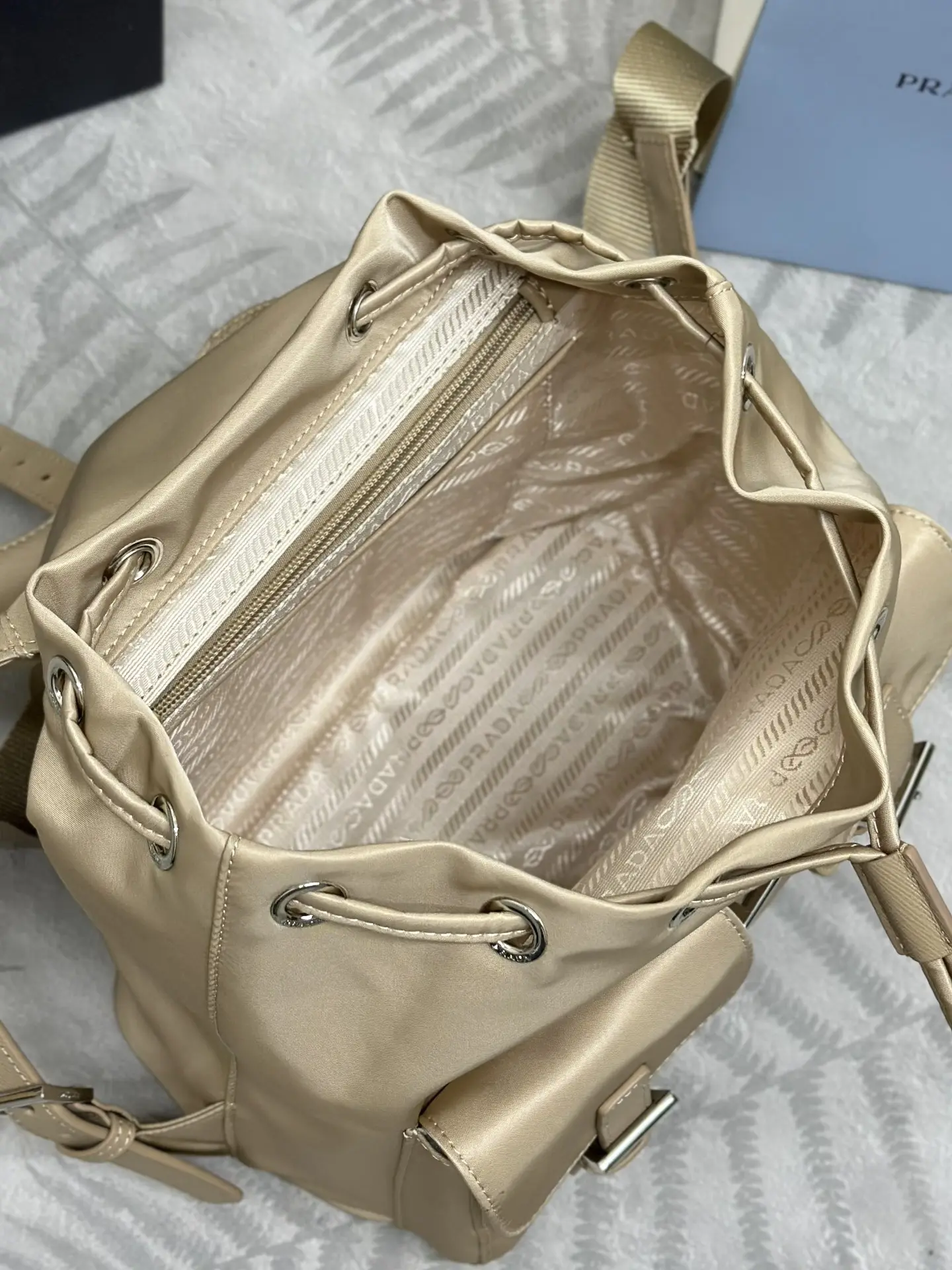 Re-Nylon Small Backpack with Silver Hardware D74011192 — view 8