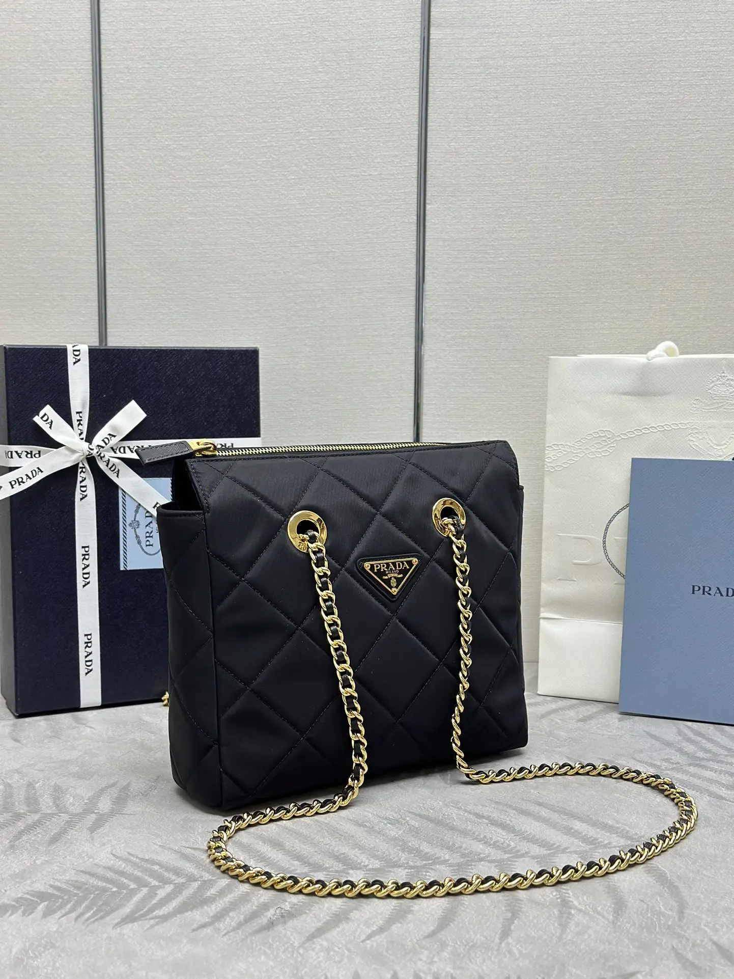 Prada Quilted Nylon Chain Shoulder Bag D75011195 — view 3