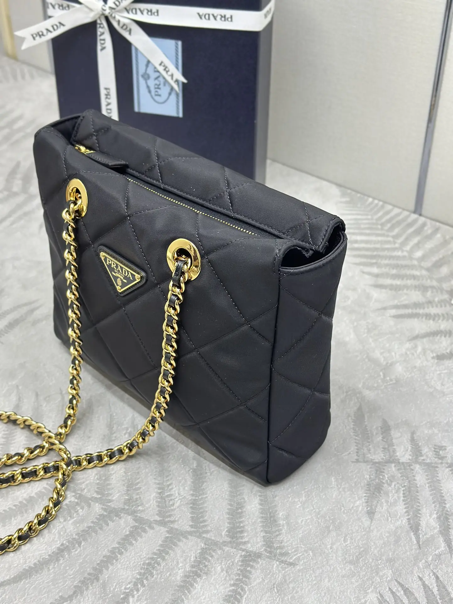 Prada Quilted Nylon Chain Shoulder Bag D75011195 — view 5