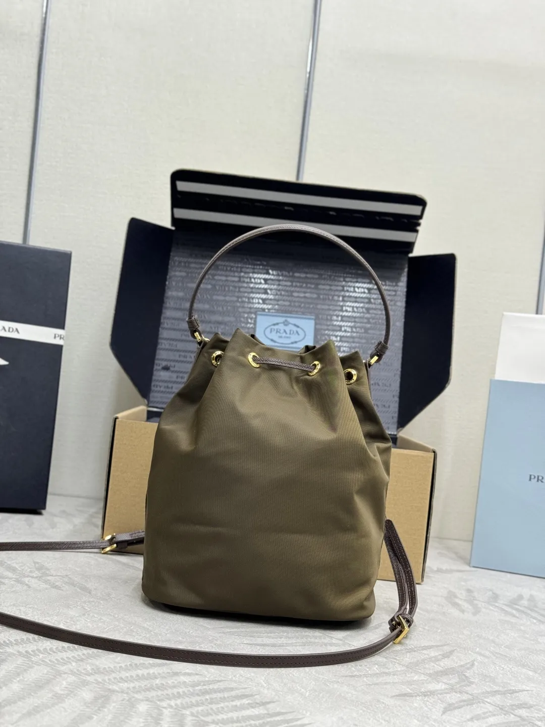 Prada Nylon Drawstring Bucket Bag D64011198 — view 2