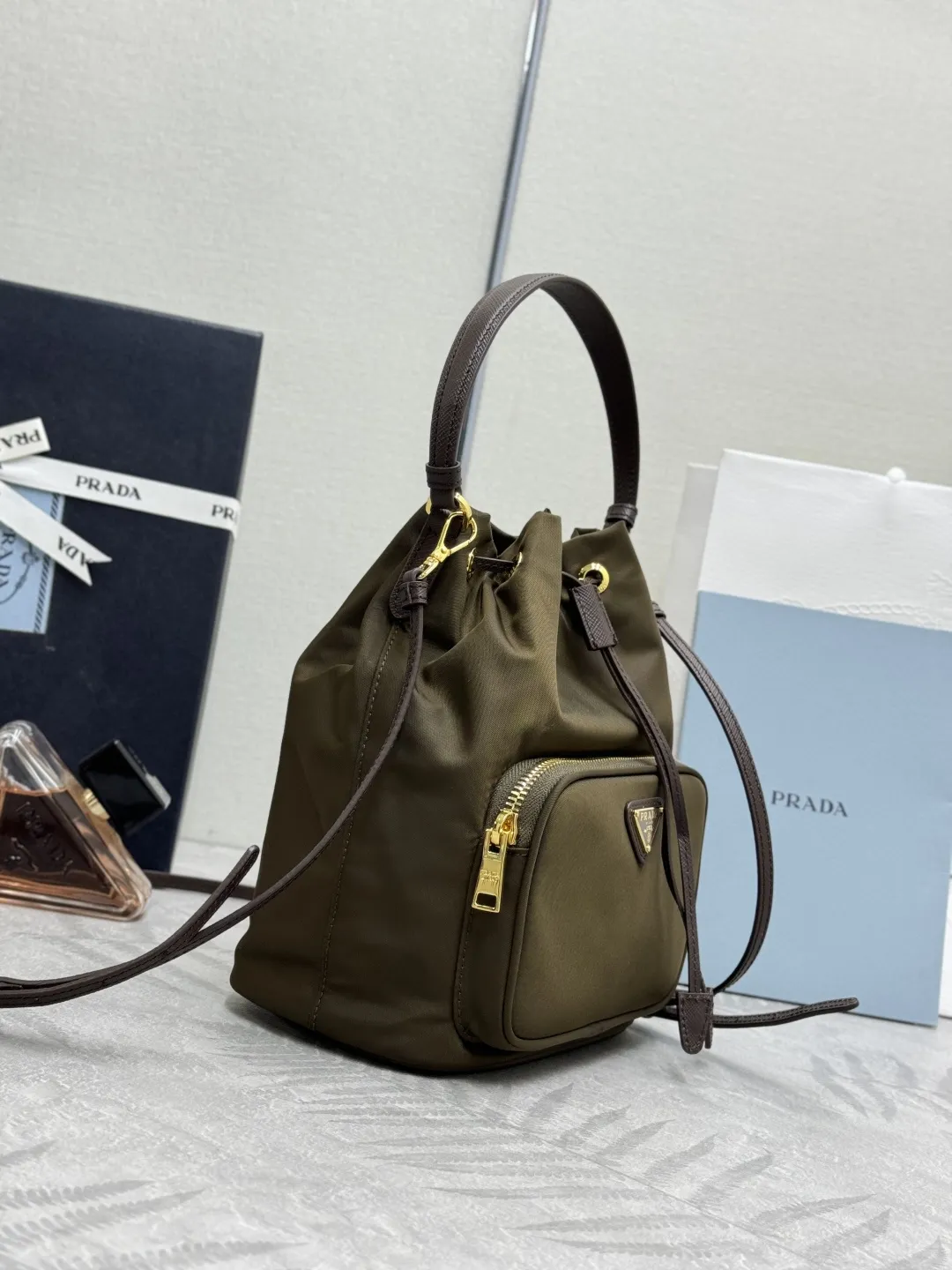 Prada Nylon Drawstring Bucket Bag D64011198 — view 4