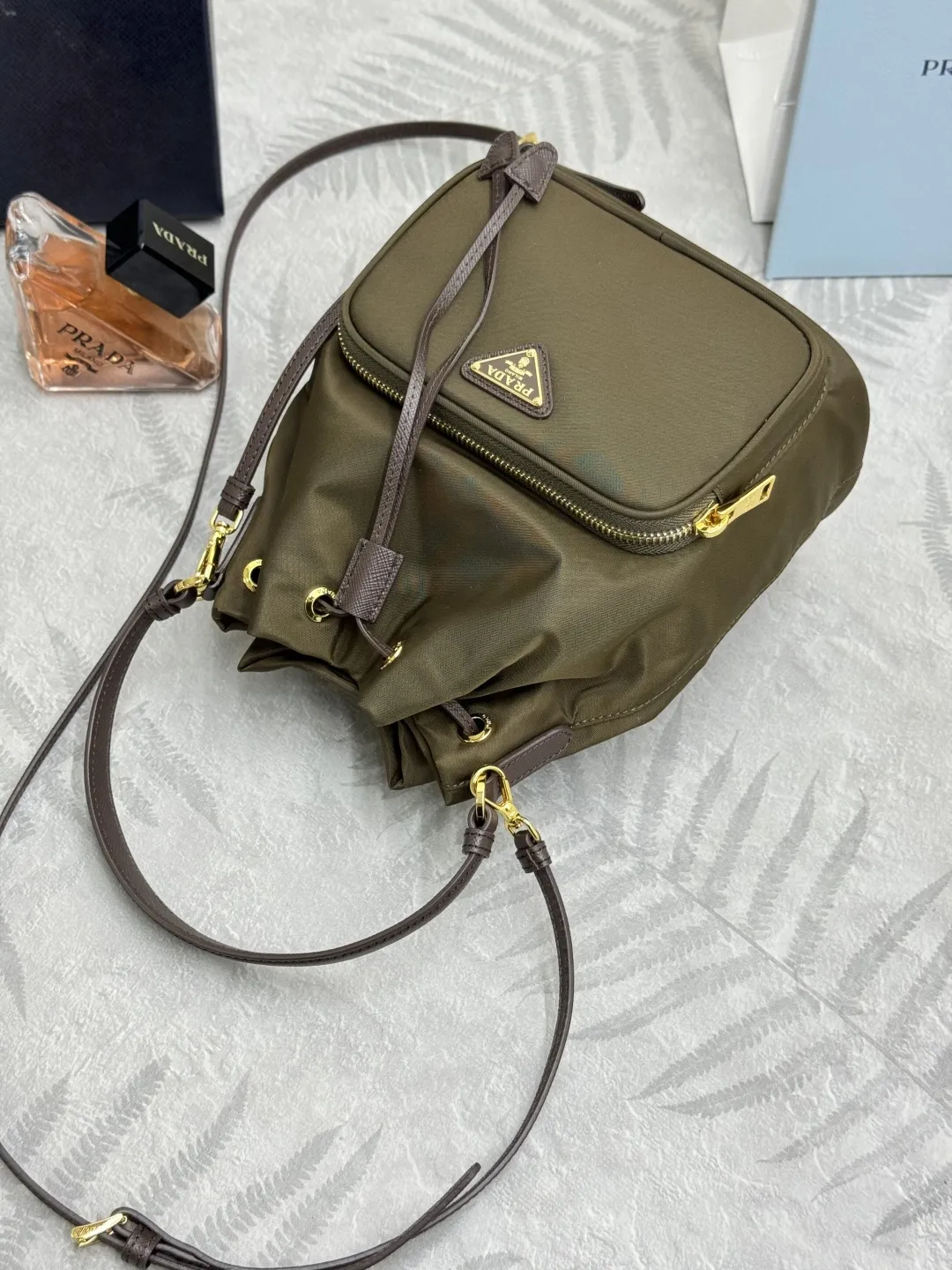 Prada Nylon Drawstring Bucket Bag D64011198 — view 5
