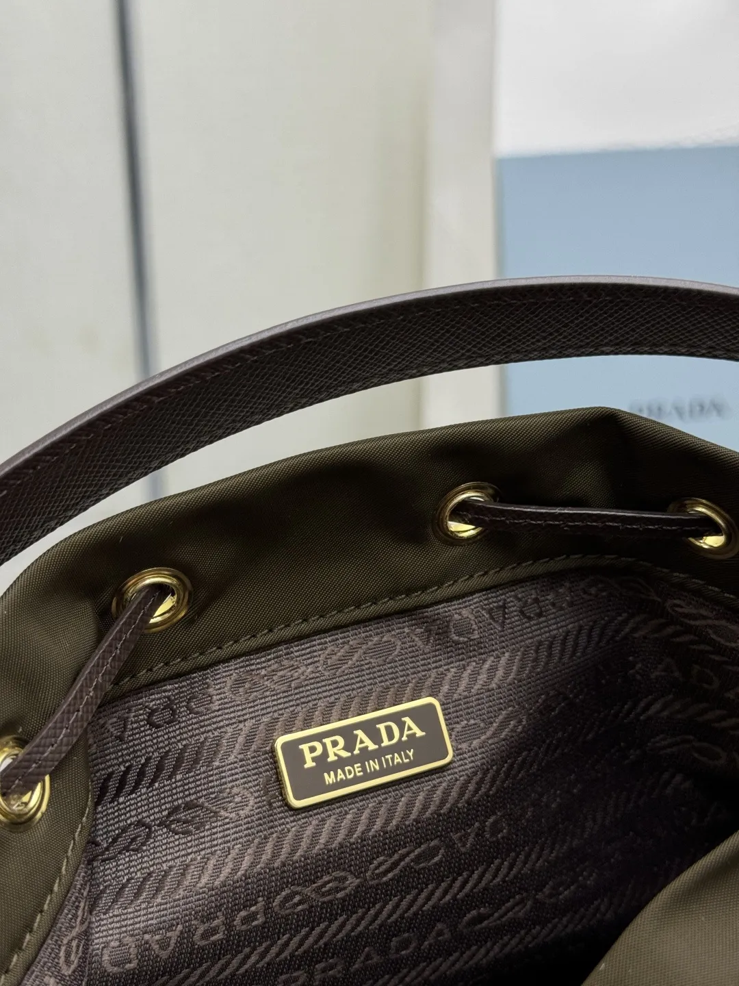 Prada Nylon Drawstring Bucket Bag D64011198 — view 9