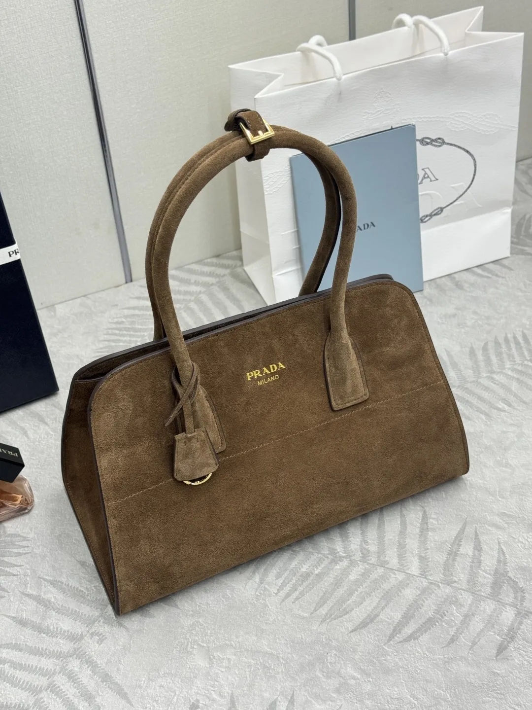 Suede Top-Handle Tote Bag D96011199 — view 3