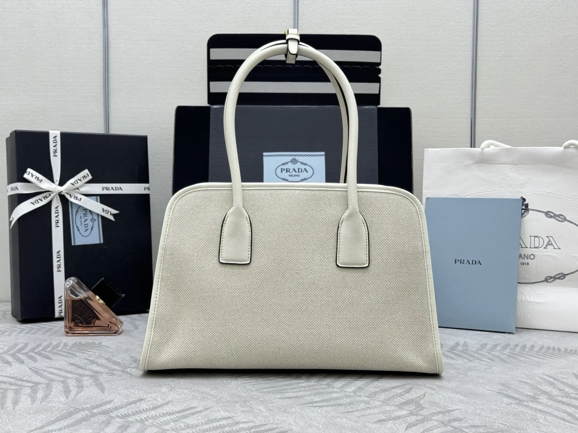 Prada 1BG572 Linen Blend Tote Bag D91011200 — view 2