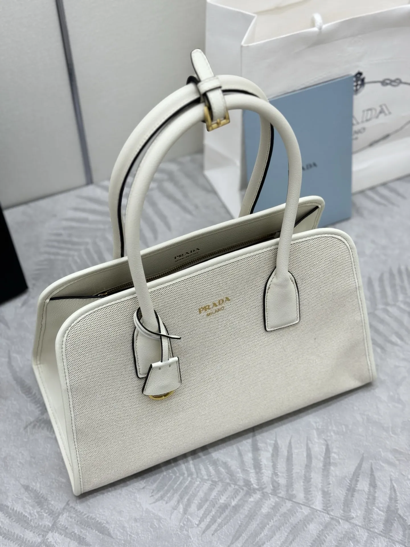 Prada 1BG572 Linen Blend Tote Bag D91011200 — view 3