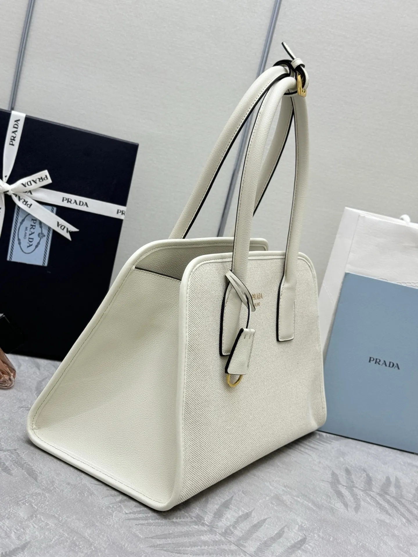 Prada 1BG572 Linen Blend Tote Bag D91011200 — view 4