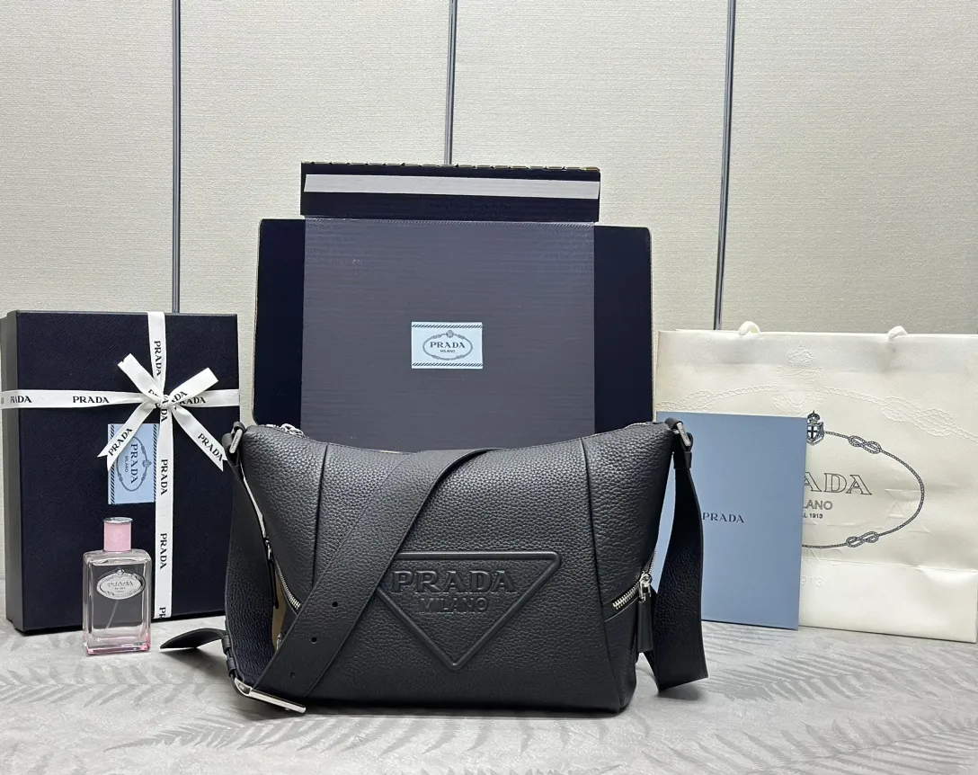 Prada Triangle Logo Leather Shoulder Bag D100011202