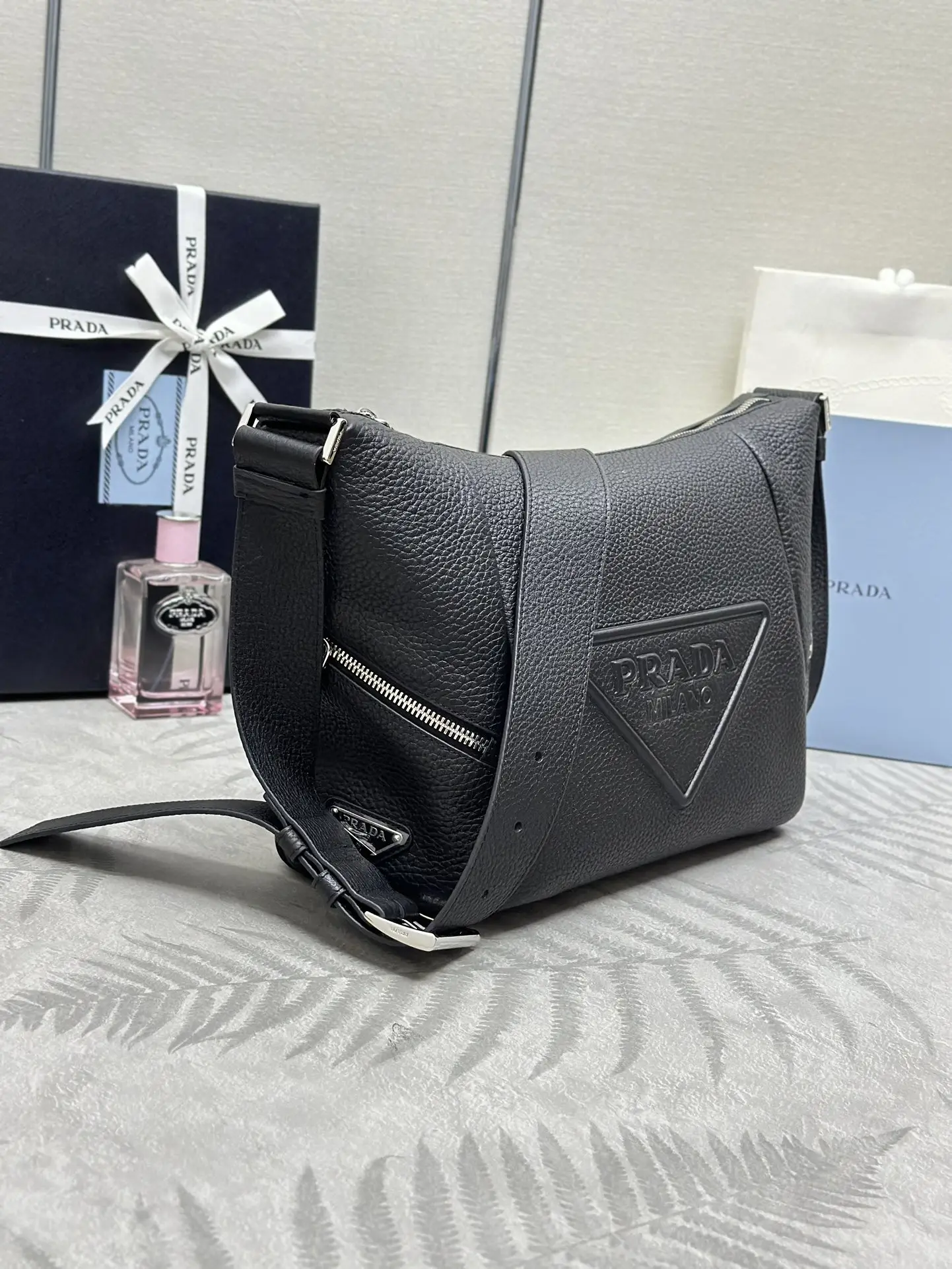 Prada Triangle Logo Leather Shoulder Bag D100011202 — view 2