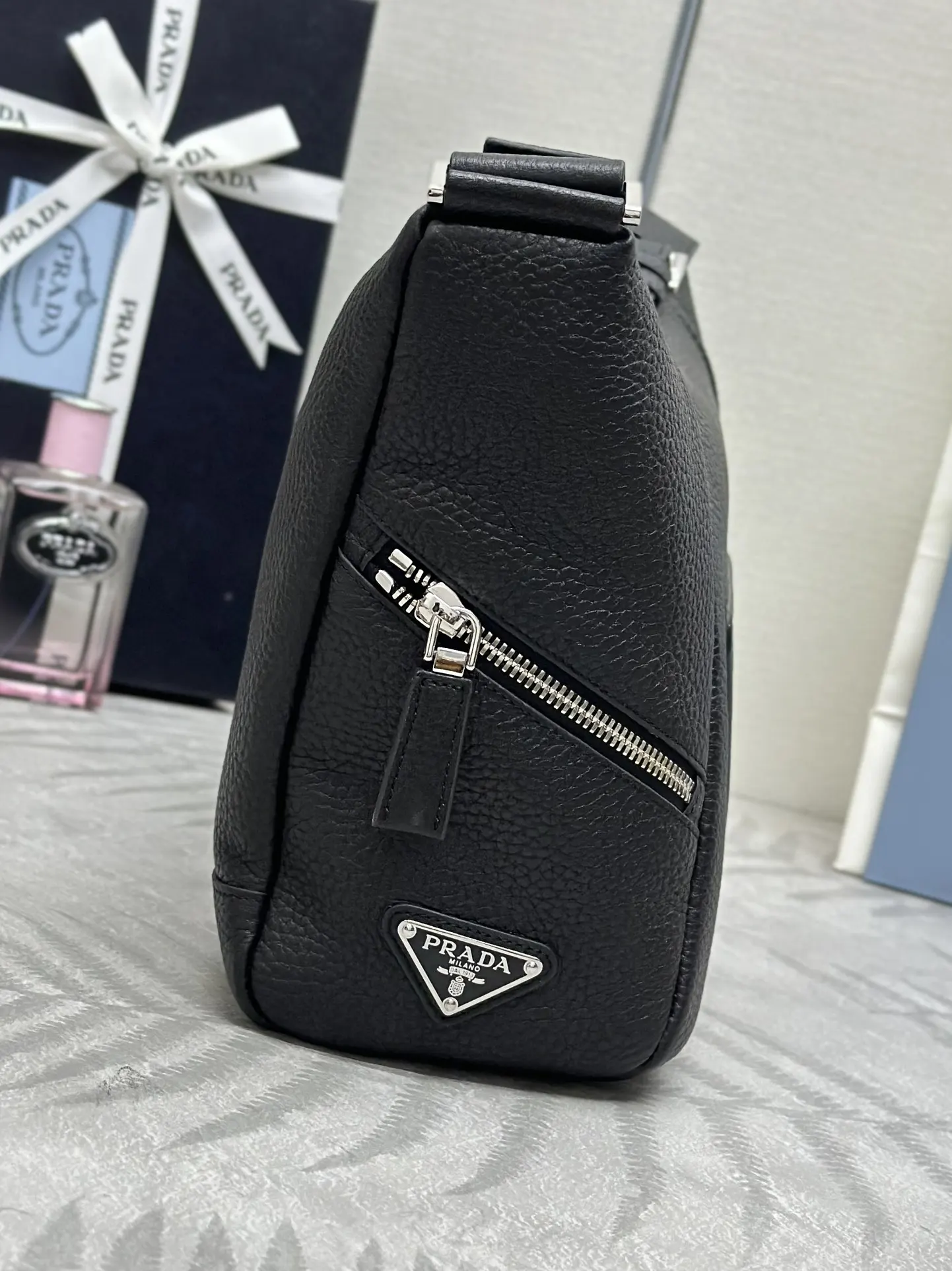 Prada Triangle Logo Leather Shoulder Bag D100011202 — view 4
