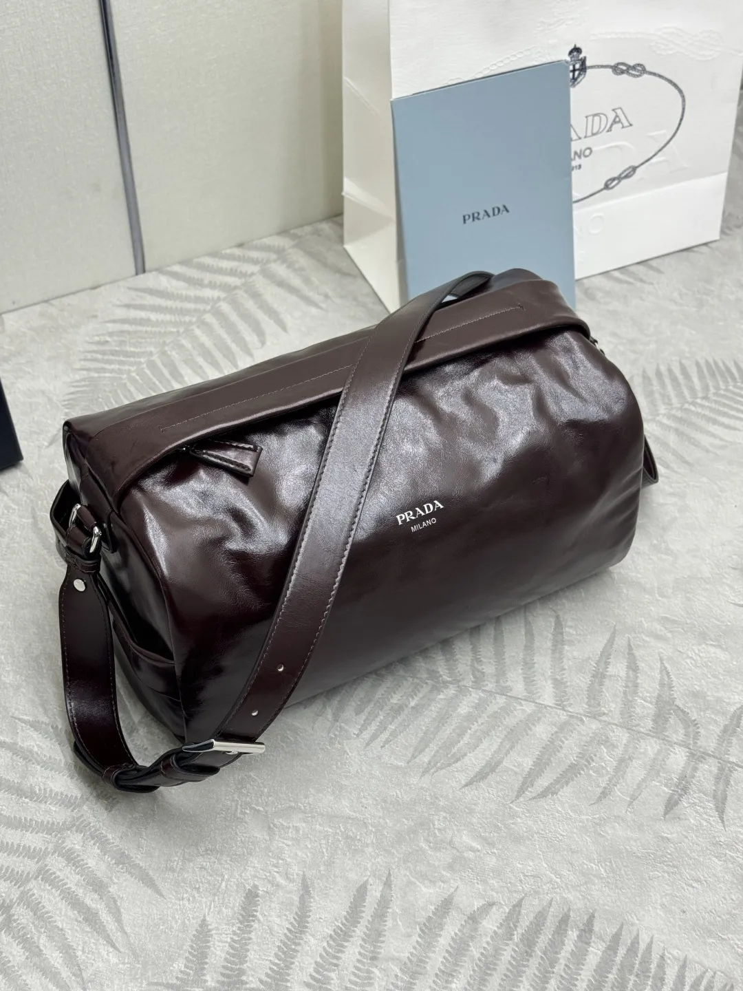 Prada Boston Waxed Leather Shoulder Bag D106011208 — view 3