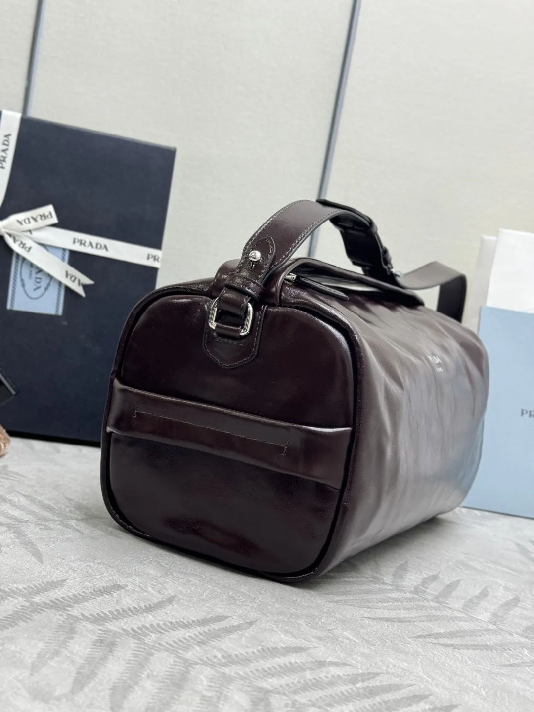 Prada Boston Waxed Leather Shoulder Bag D106011208 — view 4