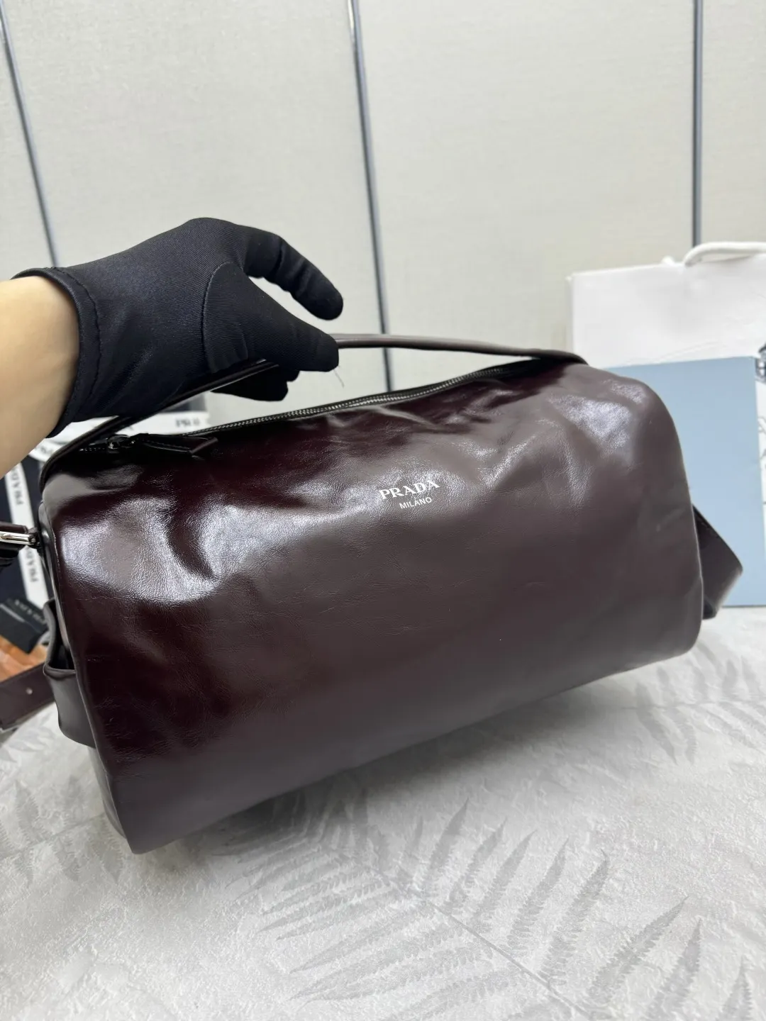 Prada Boston Waxed Leather Shoulder Bag D106011208 — view 5