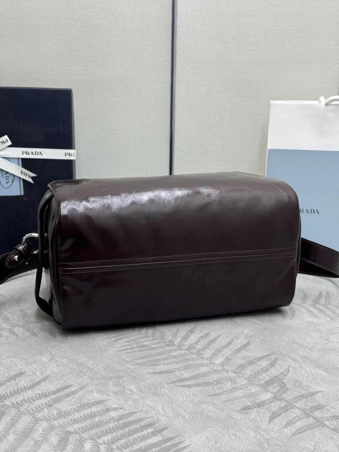 Prada Boston Waxed Leather Shoulder Bag D106011208 — view 6