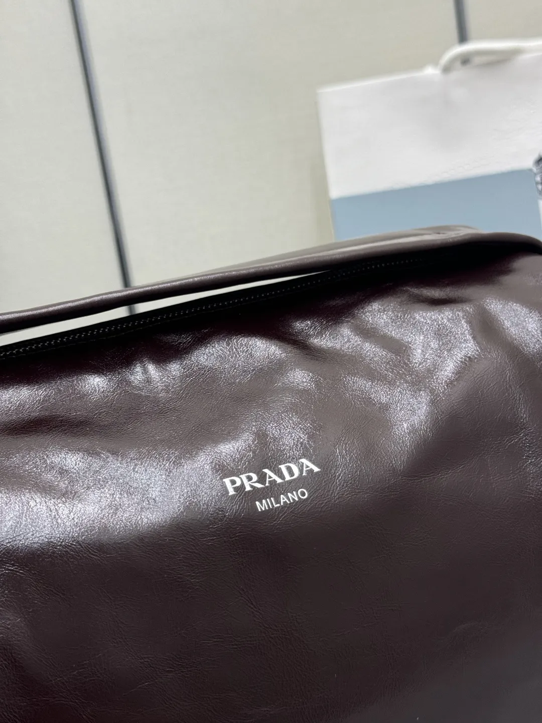 Prada Boston Waxed Leather Shoulder Bag D106011208 — view 7